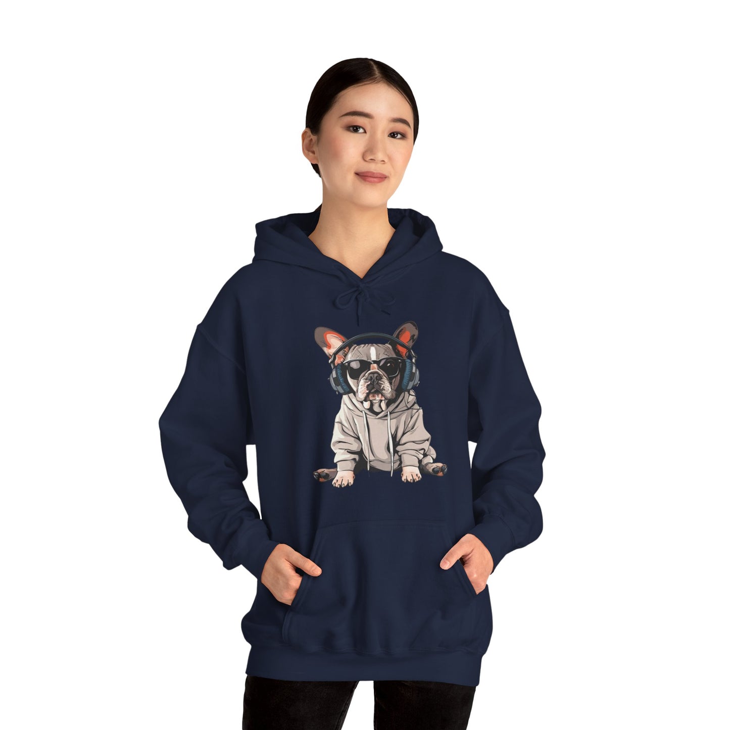 French Bulldogs know how to rock the hoodie game! Unisex Heavy Blend™ Hooded Sweatshirt