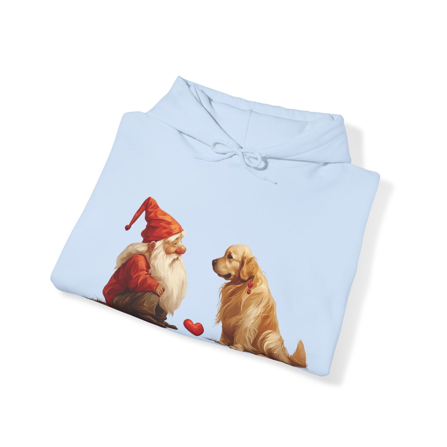 Enchanted Love: Mythical Gnome and Golden Retriever Heartwarming Hoodie