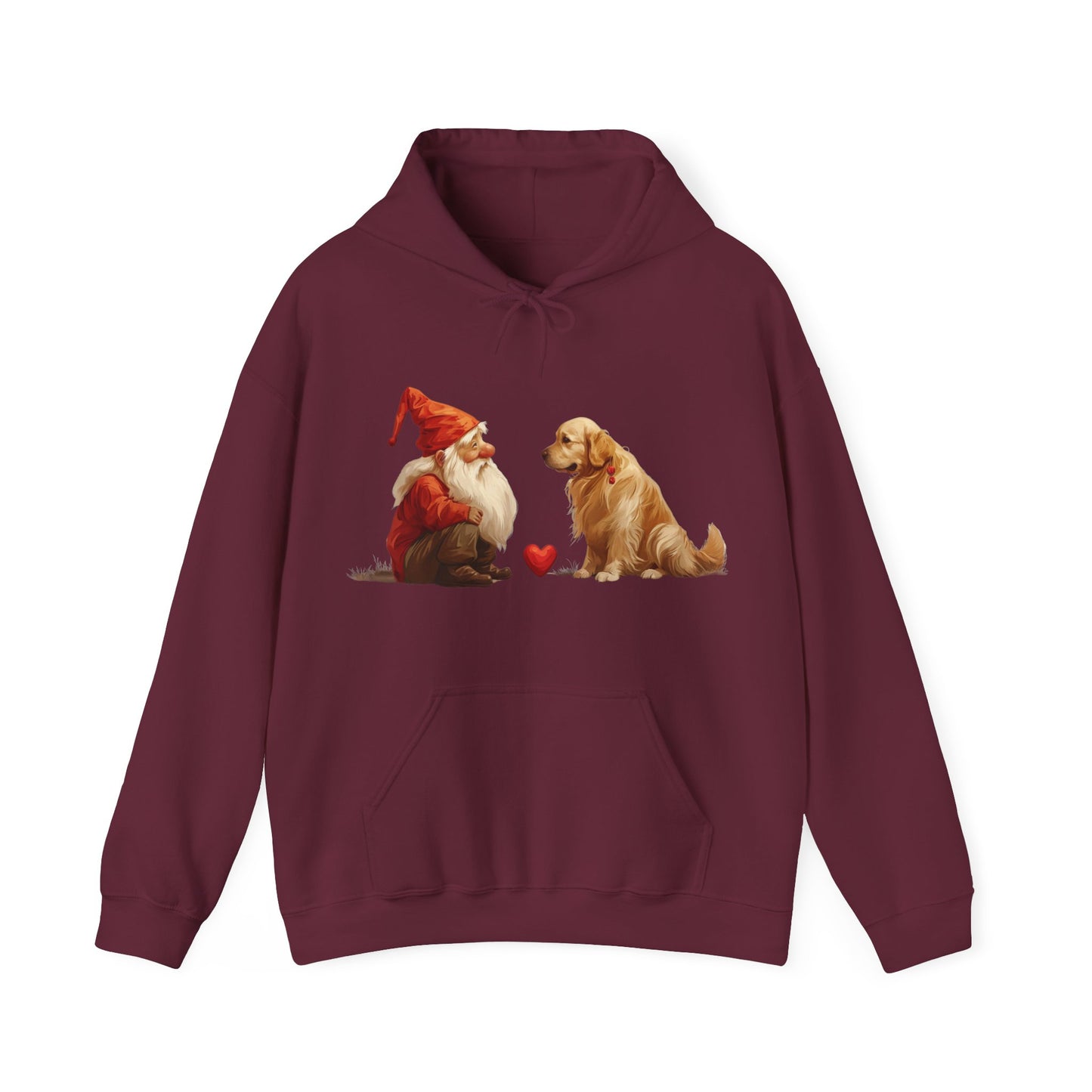 Enchanted Love: Mythical Gnome and Golden Retriever Heartwarming Hoodie