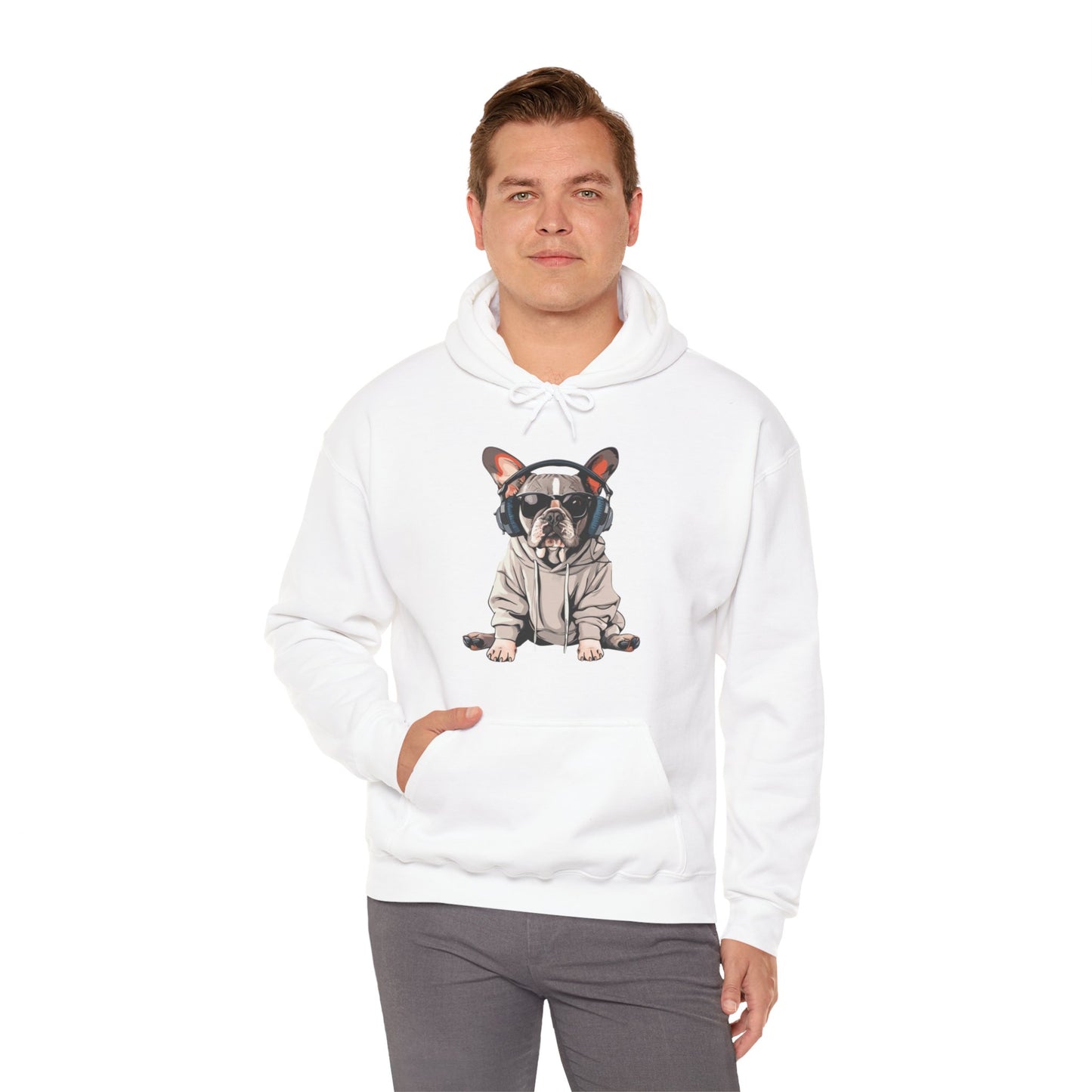 French Bulldogs know how to rock the hoodie game! Unisex Heavy Blend™ Hooded Sweatshirt