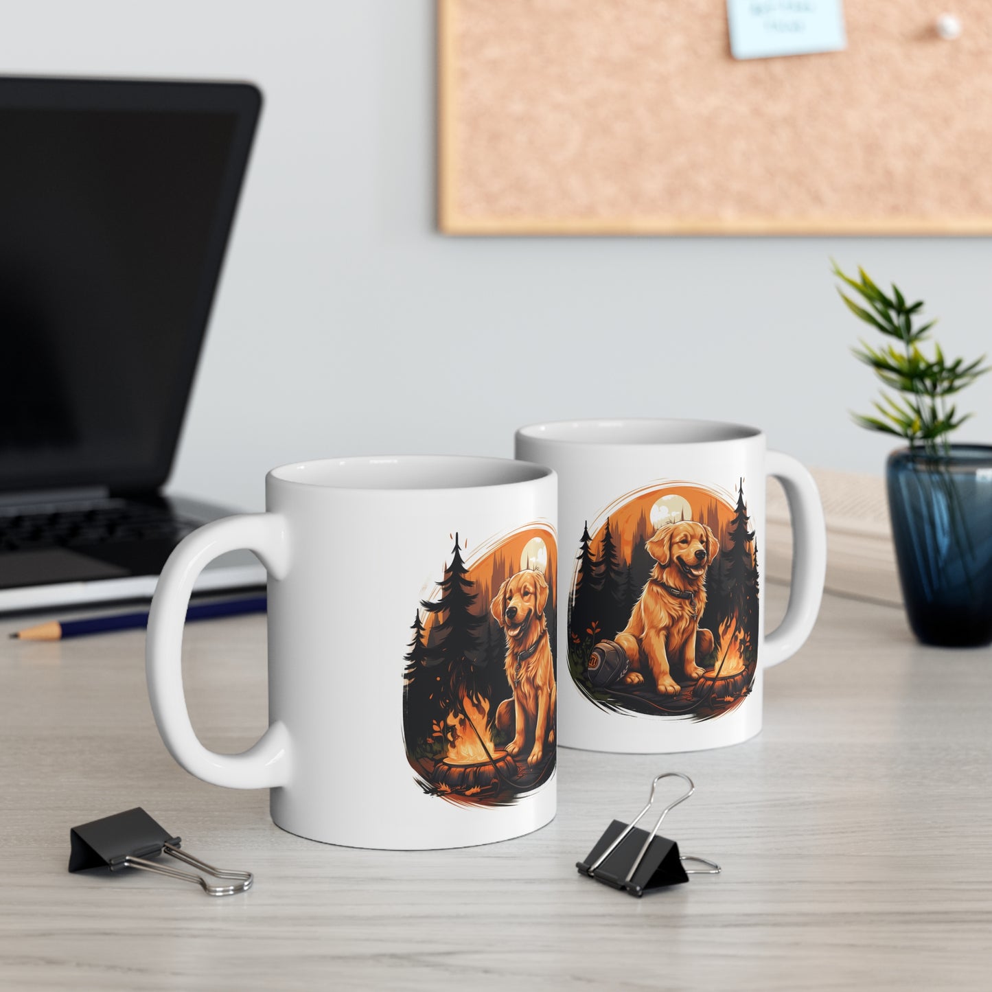 "Campfire Companion: Twilight Serenity" Golden Retriever Coffee Mug