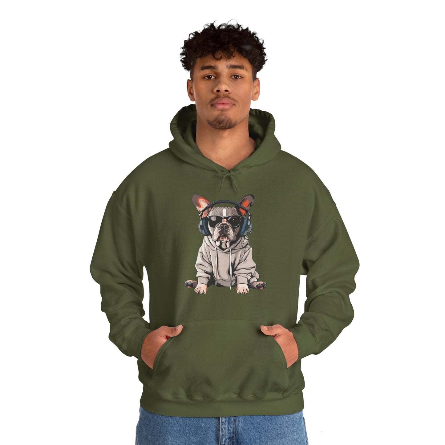 French Bulldogs know how to rock the hoodie game! Unisex Heavy Blend™ Hooded Sweatshirt