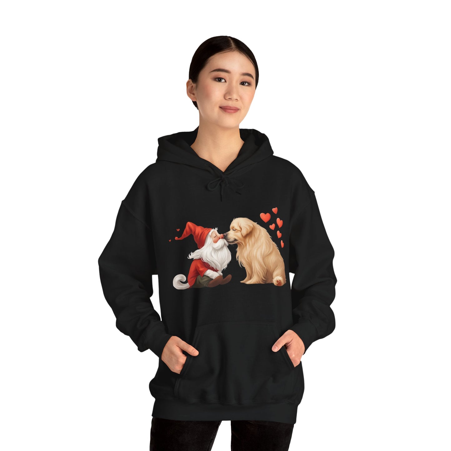 Gnome and Golden Retriever Nose-to-Nose Hoodie - Cozy Companionship!