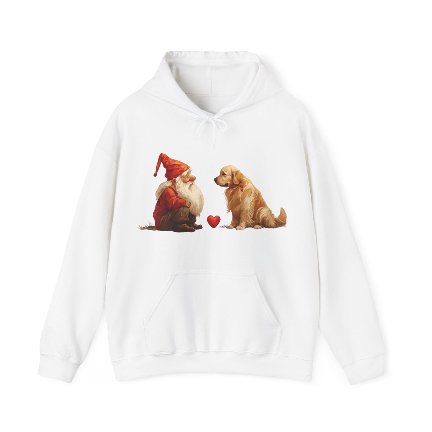 Enchanted Love: Mythical Gnome and Golden Retriever Heartwarming Hoodie