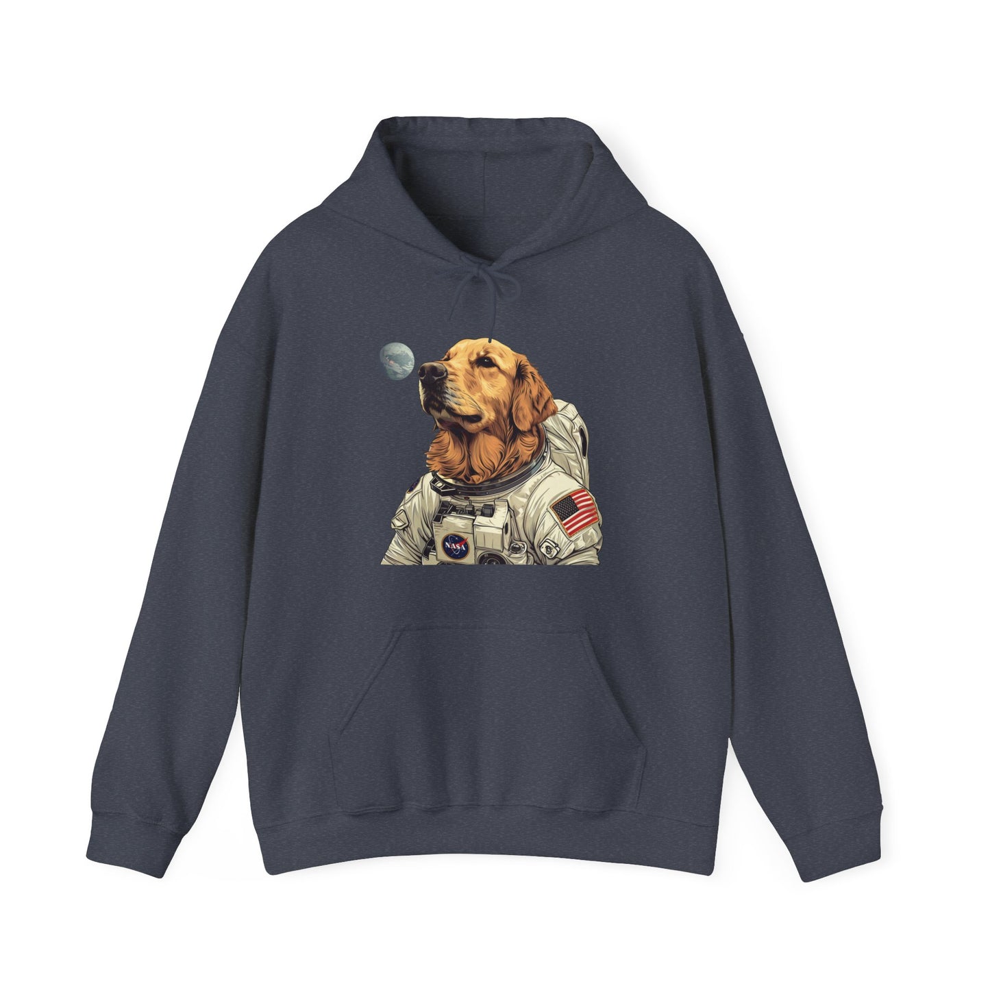 Blast off with the "Golden AstroPup" Hooded Sweatshirt!