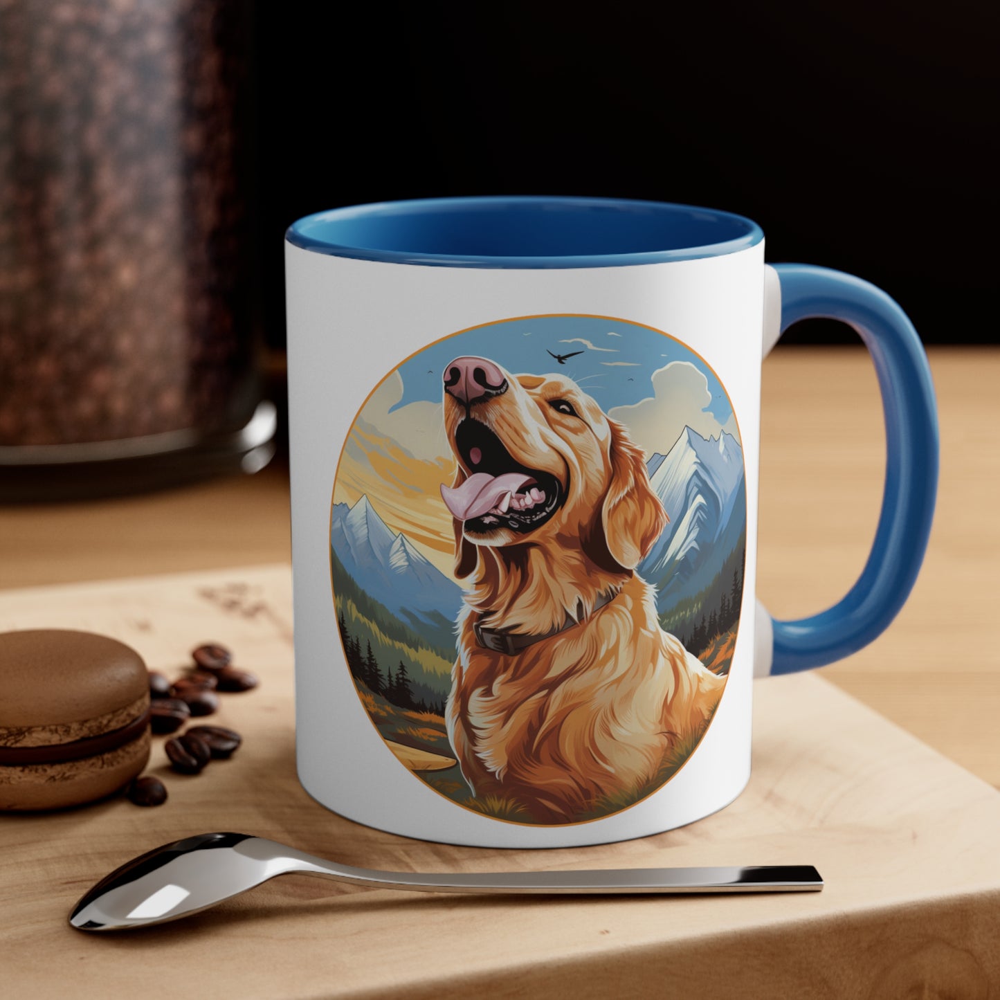 "Campfire Companion: Midday Adventure" Golden Retriever Coffee Mug Accent Coffee Mug, 11oz