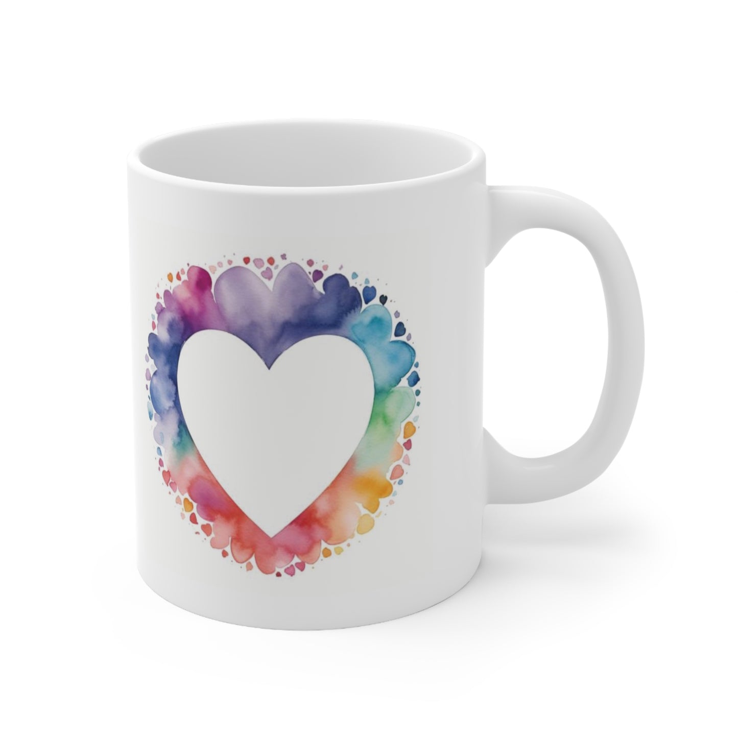 Paint Your Love Story with Every Sip: The Watercolor Heart Ceramic Mug 11oz