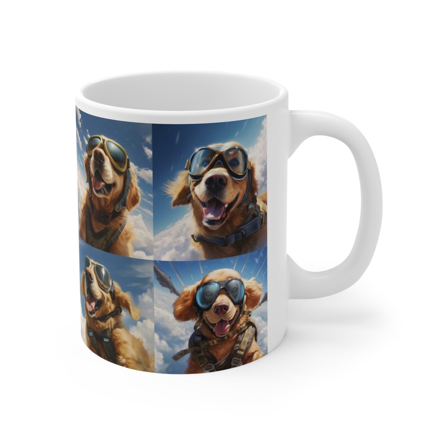 Golden Retrievers Parachuting Ceramic Mug 11oz