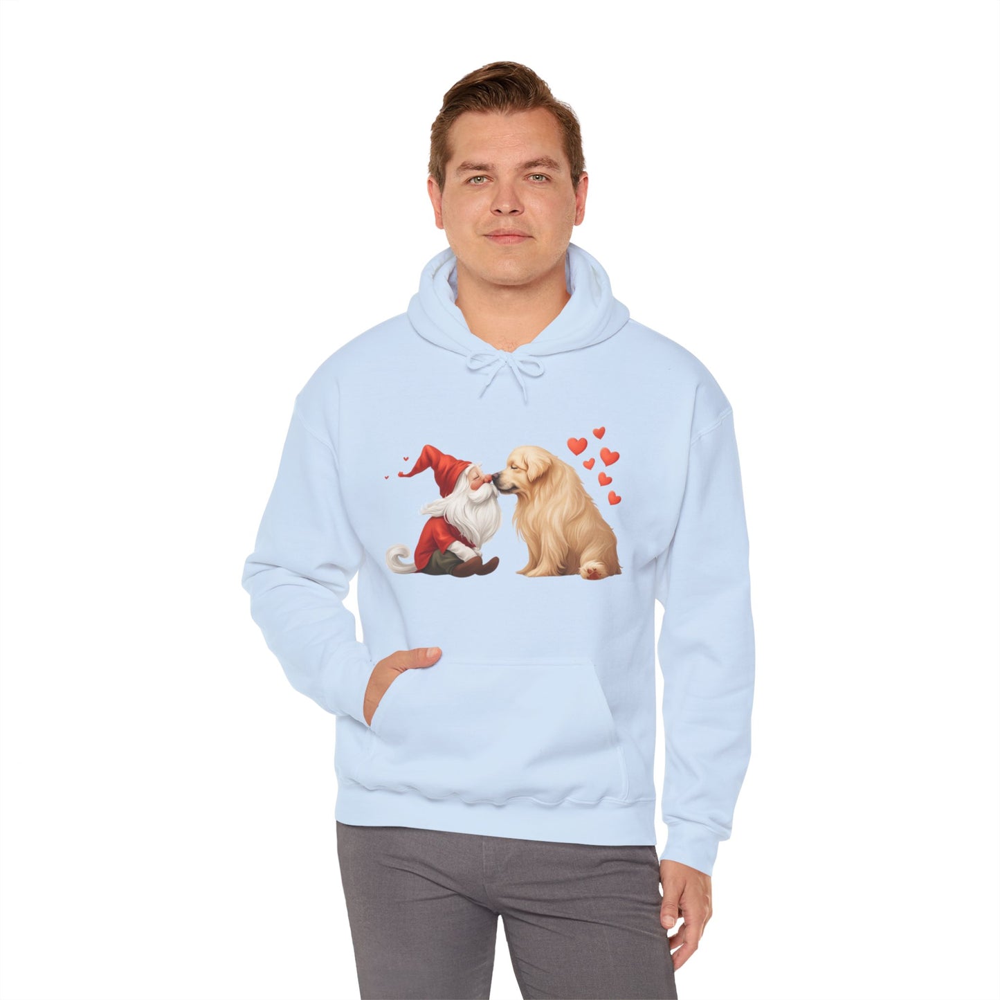 Gnome and Golden Retriever Nose-to-Nose Hoodie - Cozy Companionship!