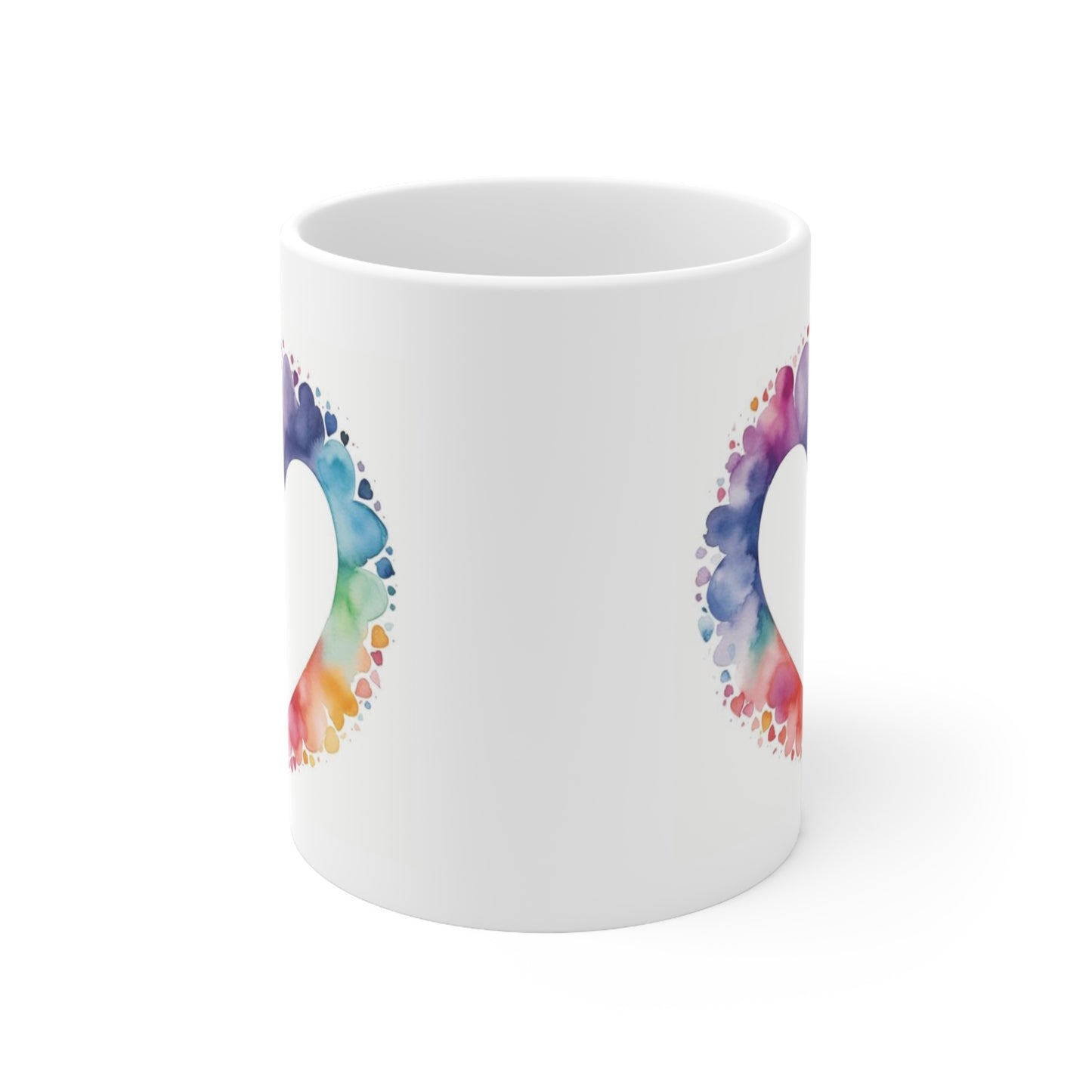 Paint Your Love Story with Every Sip: The Watercolor Heart Ceramic Mug 11oz