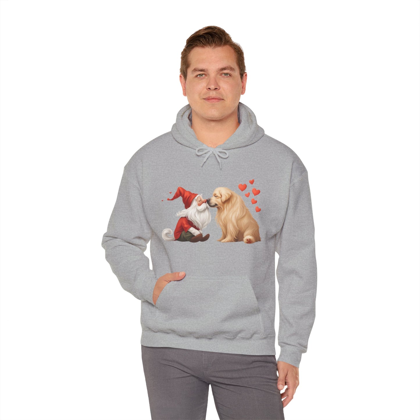 Gnome and Golden Retriever Nose-to-Nose Hoodie - Cozy Companionship!