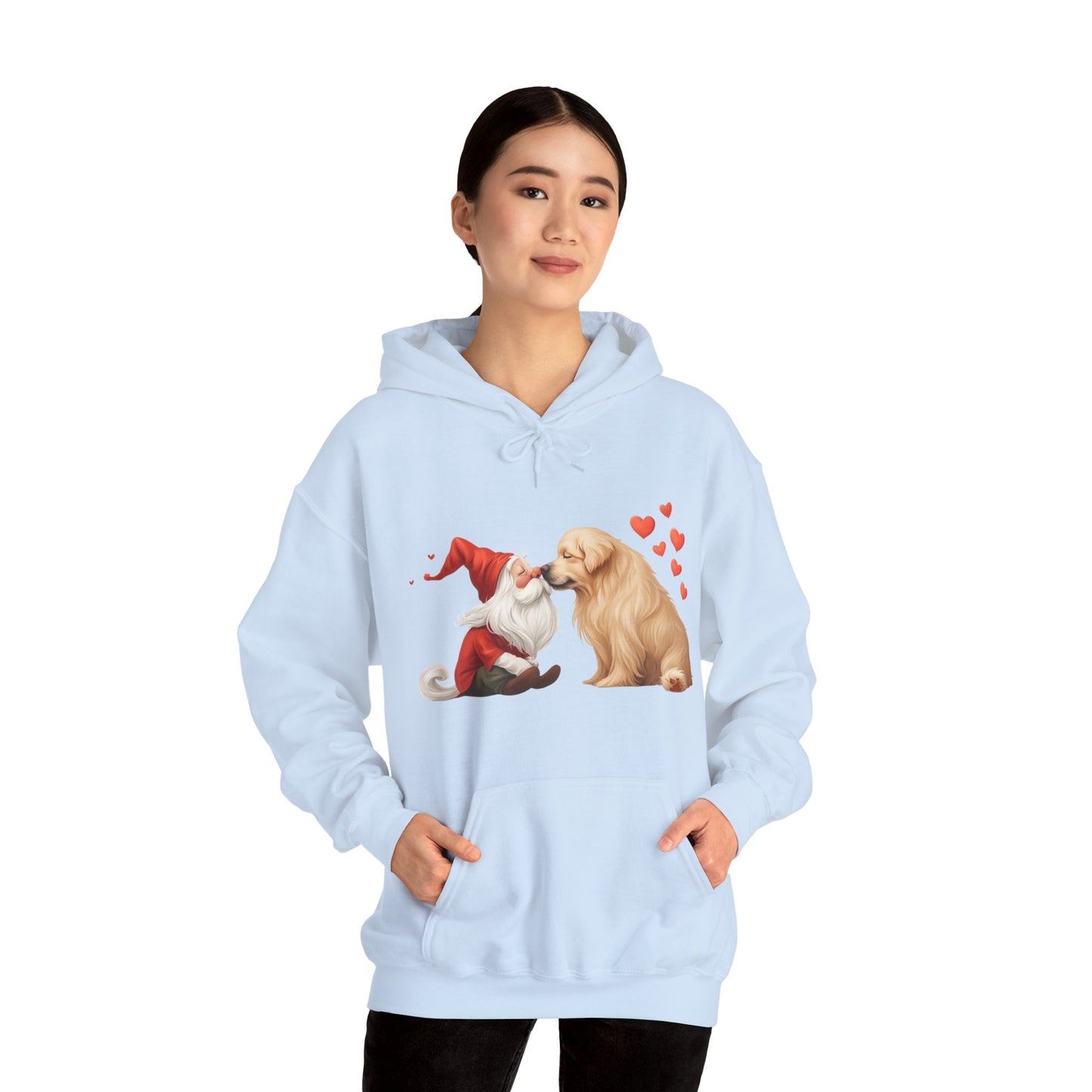 Gnome and Golden Retriever Nose-to-Nose Hoodie - Cozy Companionship!