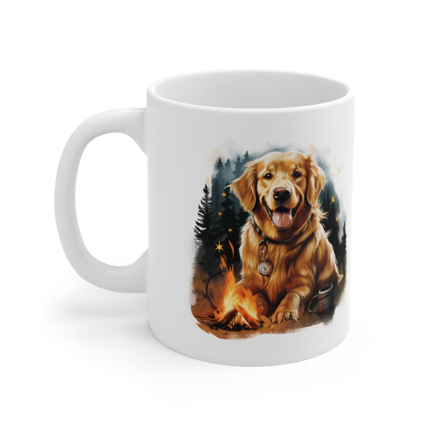 "Campfire Companion" Golden Retriever Coffee Mug