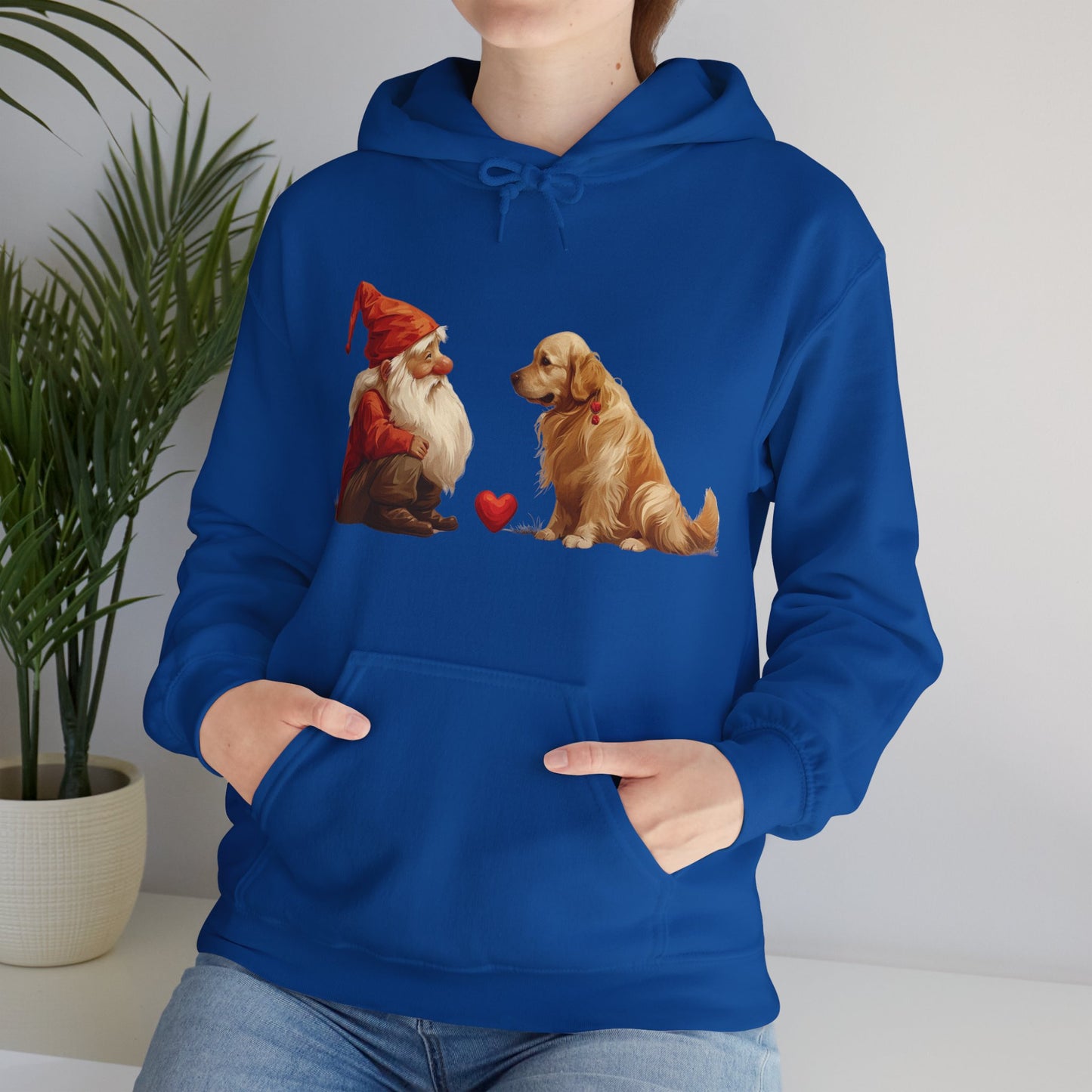 Enchanted Love: Mythical Gnome and Golden Retriever Heartwarming Hoodie