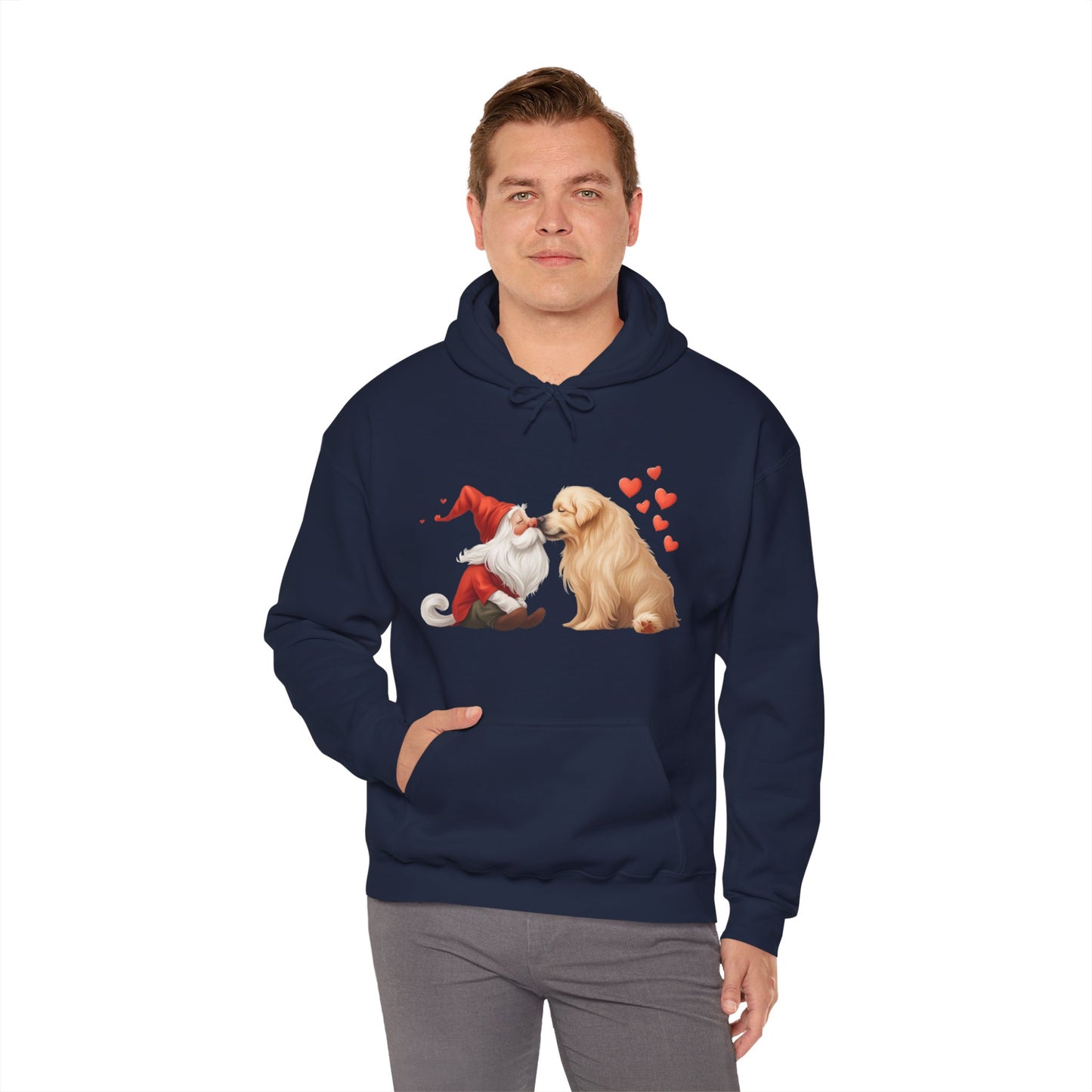 Gnome and Golden Retriever Nose-to-Nose Hoodie - Cozy Companionship!