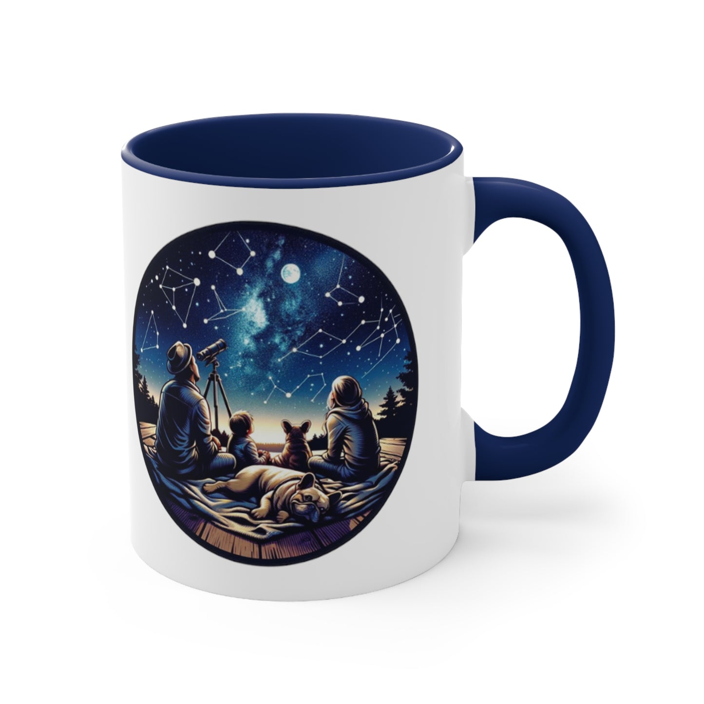 Stargazing Serenity French Bulldog Accent Coffee Mug, 11oz