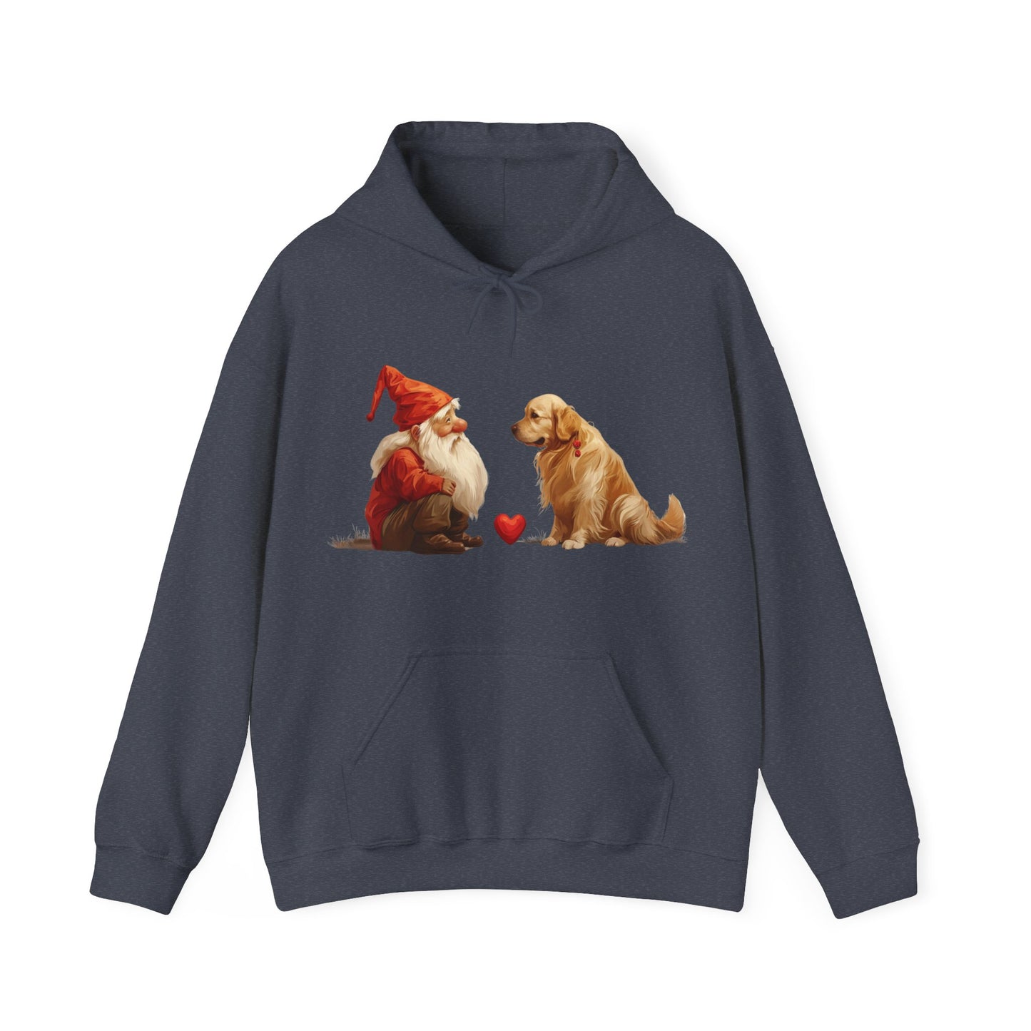 Enchanted Love: Mythical Gnome and Golden Retriever Heartwarming Hoodie