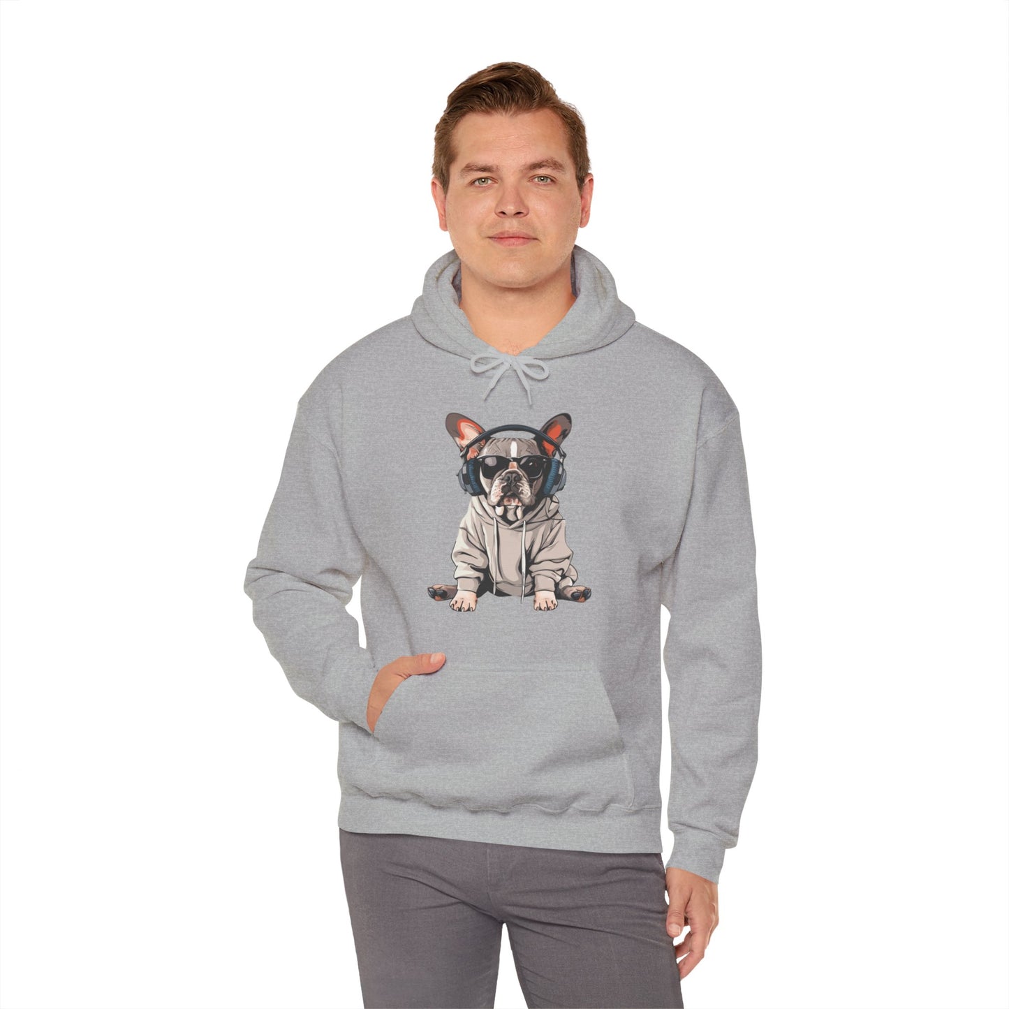 French Bulldogs know how to rock the hoodie game! Unisex Heavy Blend™ Hooded Sweatshirt