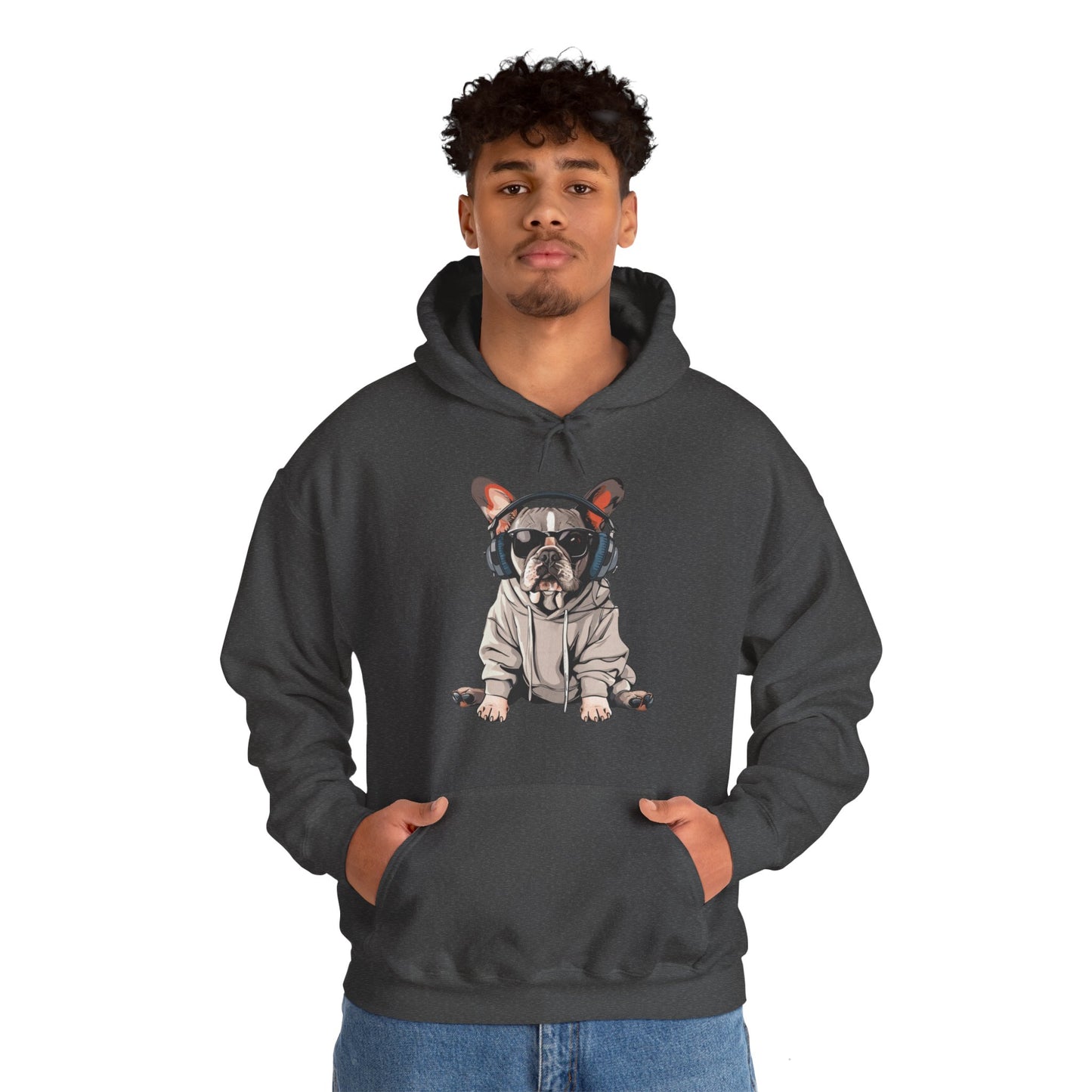 French Bulldogs know how to rock the hoodie game! Unisex Heavy Blend™ Hooded Sweatshirt