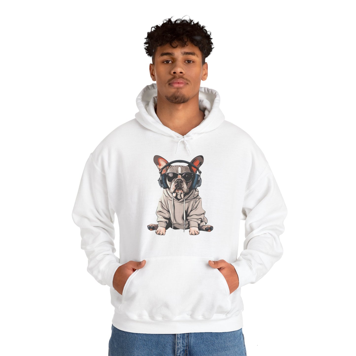 French Bulldogs know how to rock the hoodie game! Unisex Heavy Blend™ Hooded Sweatshirt