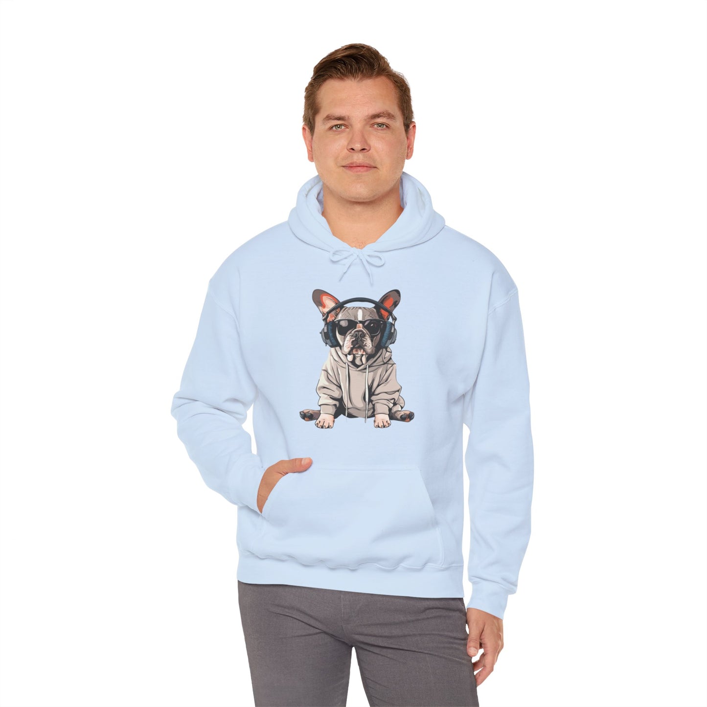 French Bulldogs know how to rock the hoodie game! Unisex Heavy Blend™ Hooded Sweatshirt