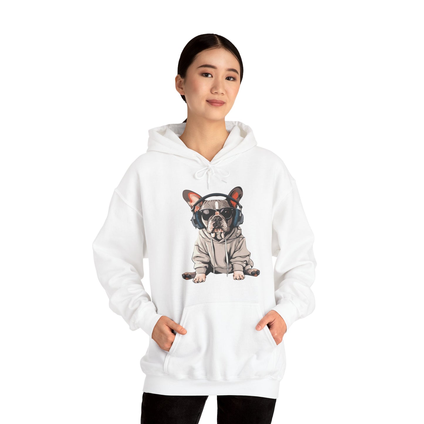 French Bulldogs know how to rock the hoodie game! Unisex Heavy Blend™ Hooded Sweatshirt