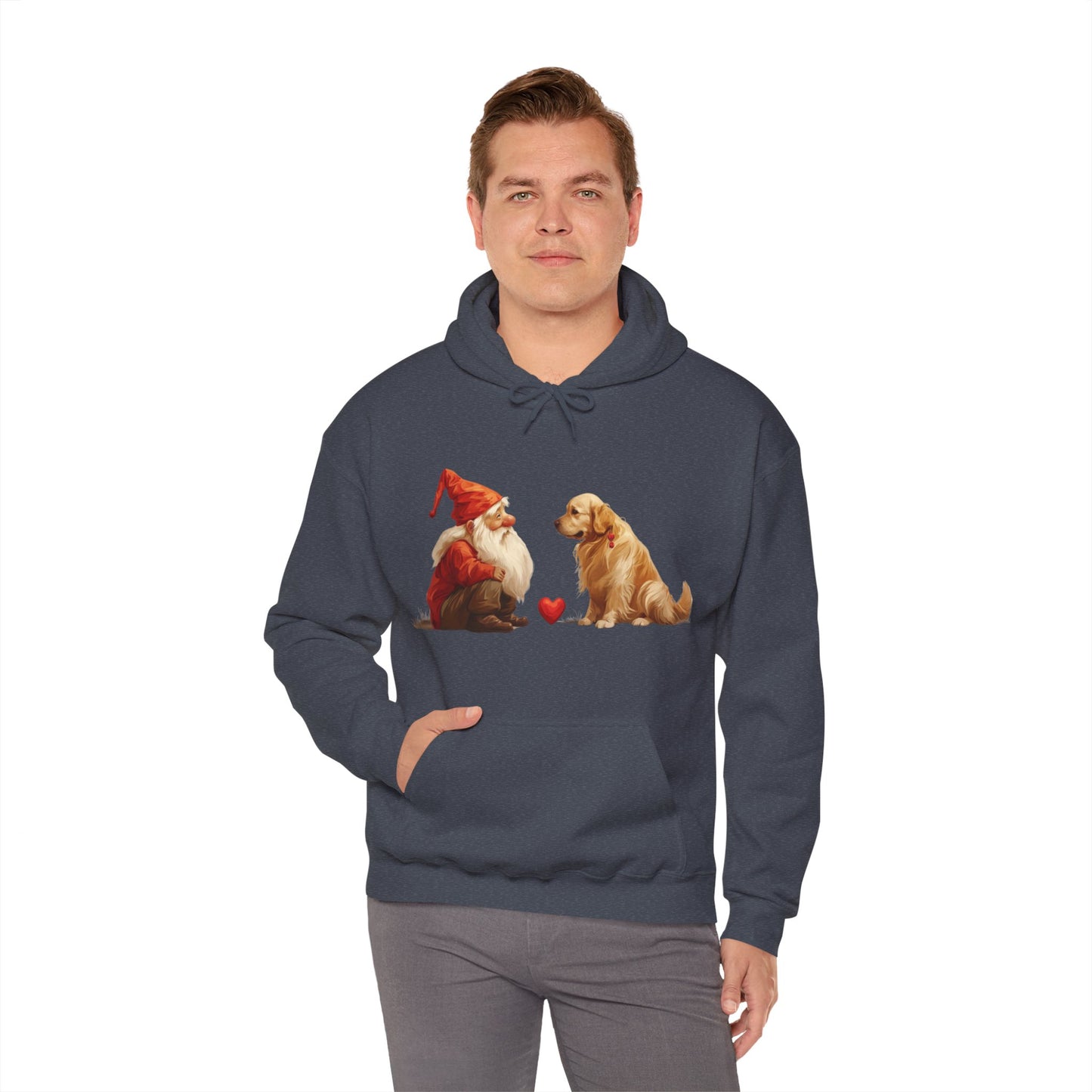 Enchanted Love: Mythical Gnome and Golden Retriever Heartwarming Hoodie