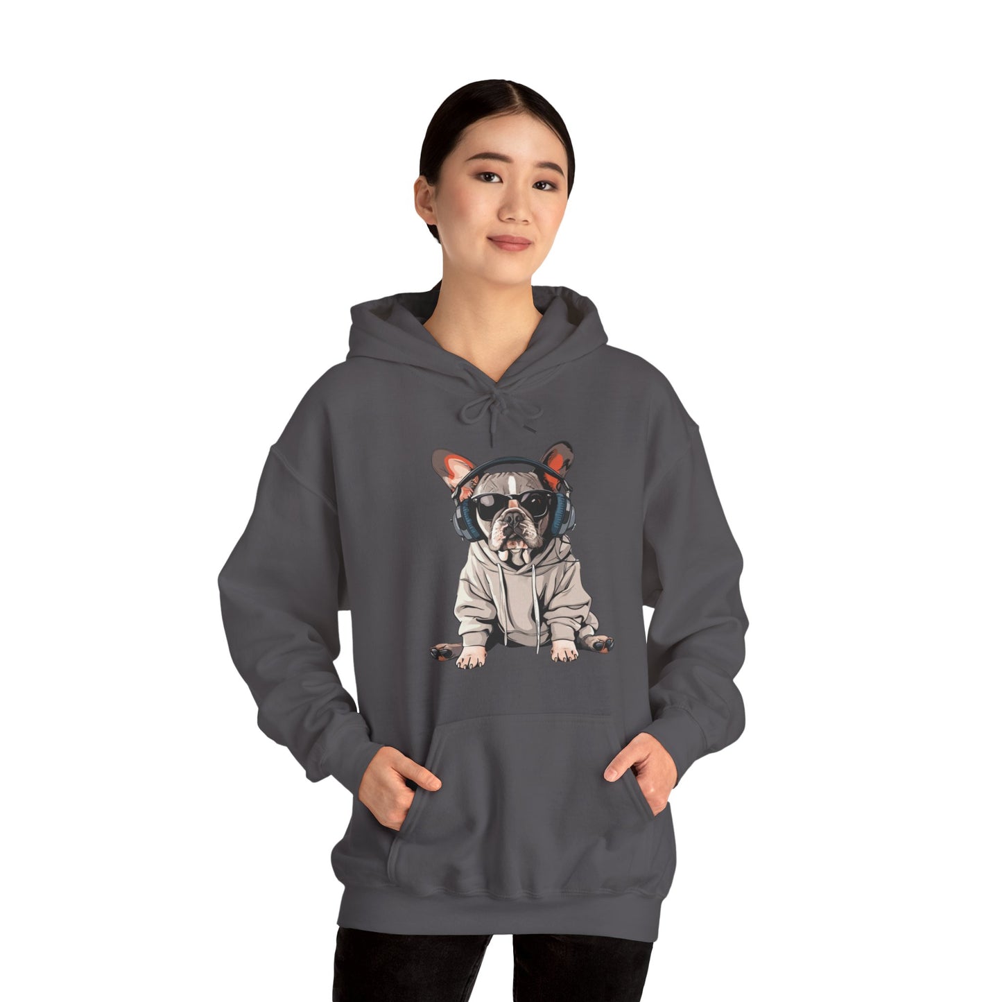 French Bulldogs know how to rock the hoodie game! Unisex Heavy Blend™ Hooded Sweatshirt