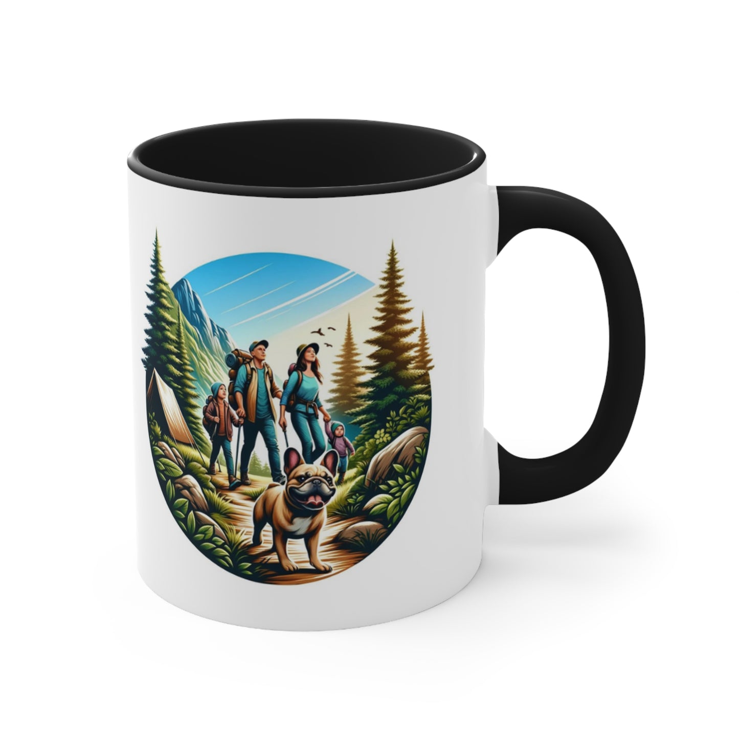 Forest Trail Adventure French Bulldog Accent Coffee Mug, 11oz