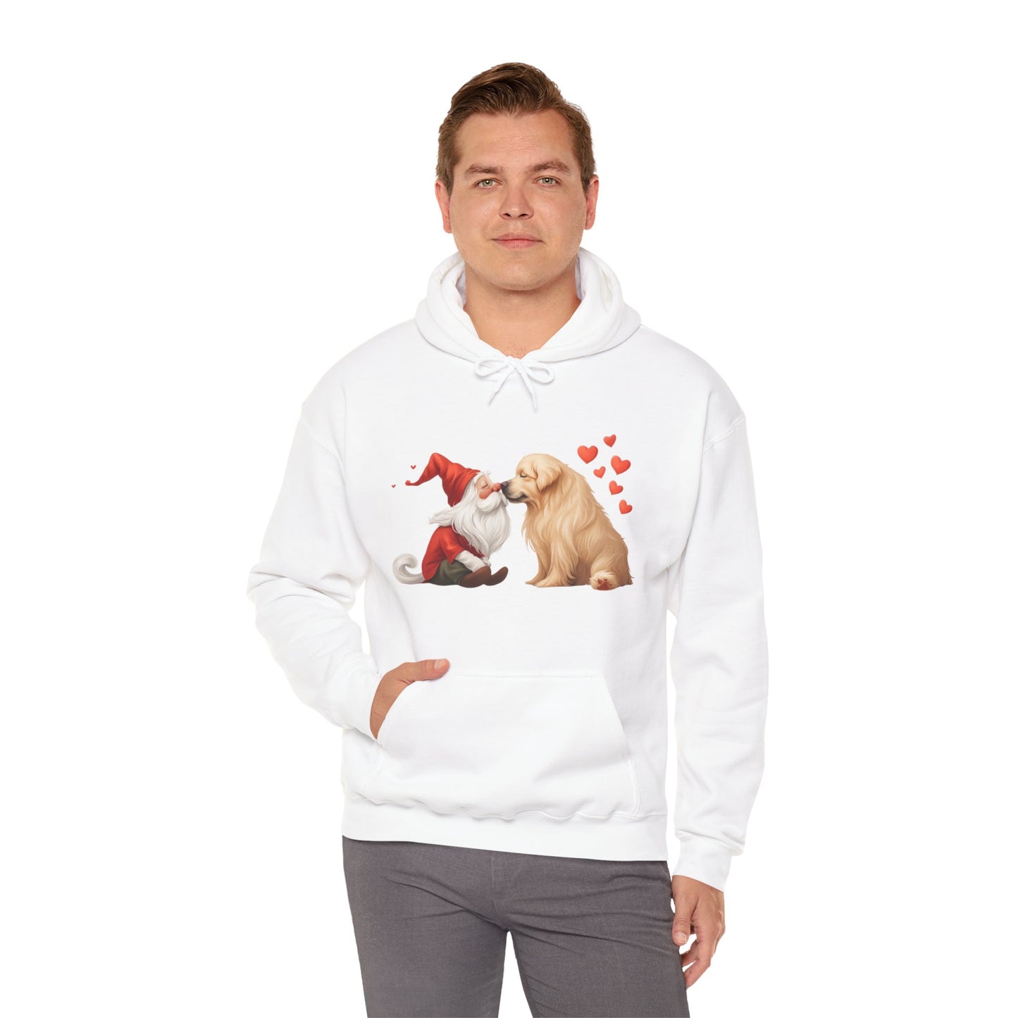 Gnome and Golden Retriever Nose-to-Nose Hoodie - Cozy Companionship!