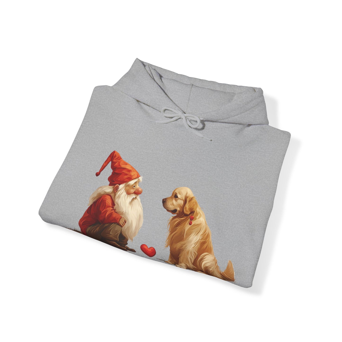 Enchanted Love: Mythical Gnome and Golden Retriever Heartwarming Hoodie