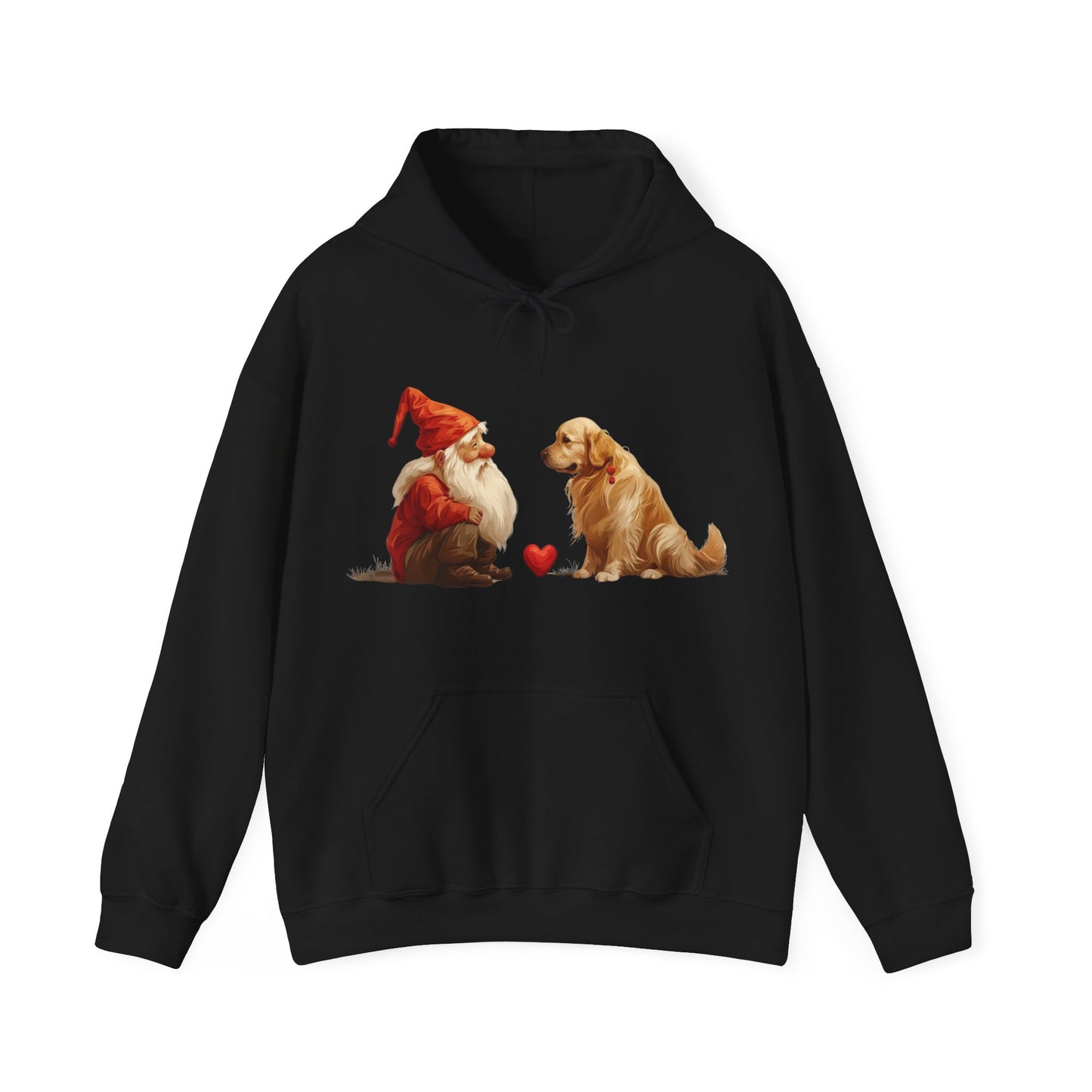 Enchanted Love: Mythical Gnome and Golden Retriever Heartwarming Hoodie