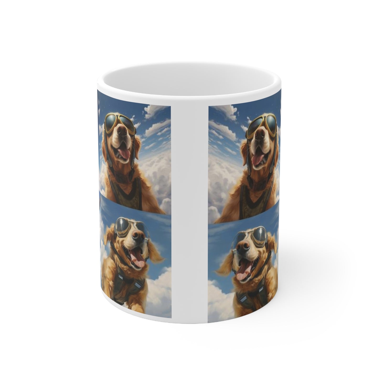 Golden Retrievers Parachuting Ceramic Mug 11oz