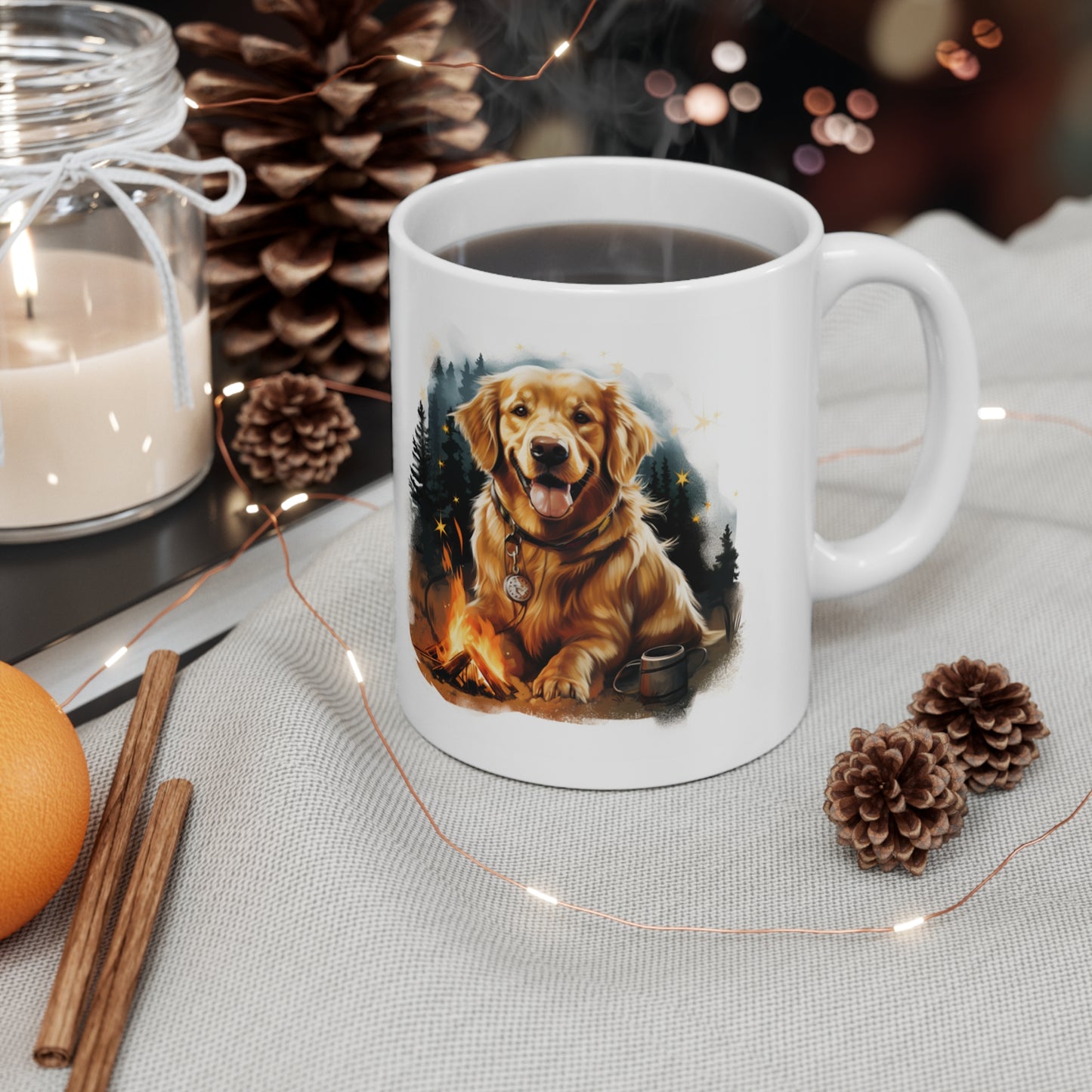 "Campfire Companion" Golden Retriever Coffee Mug