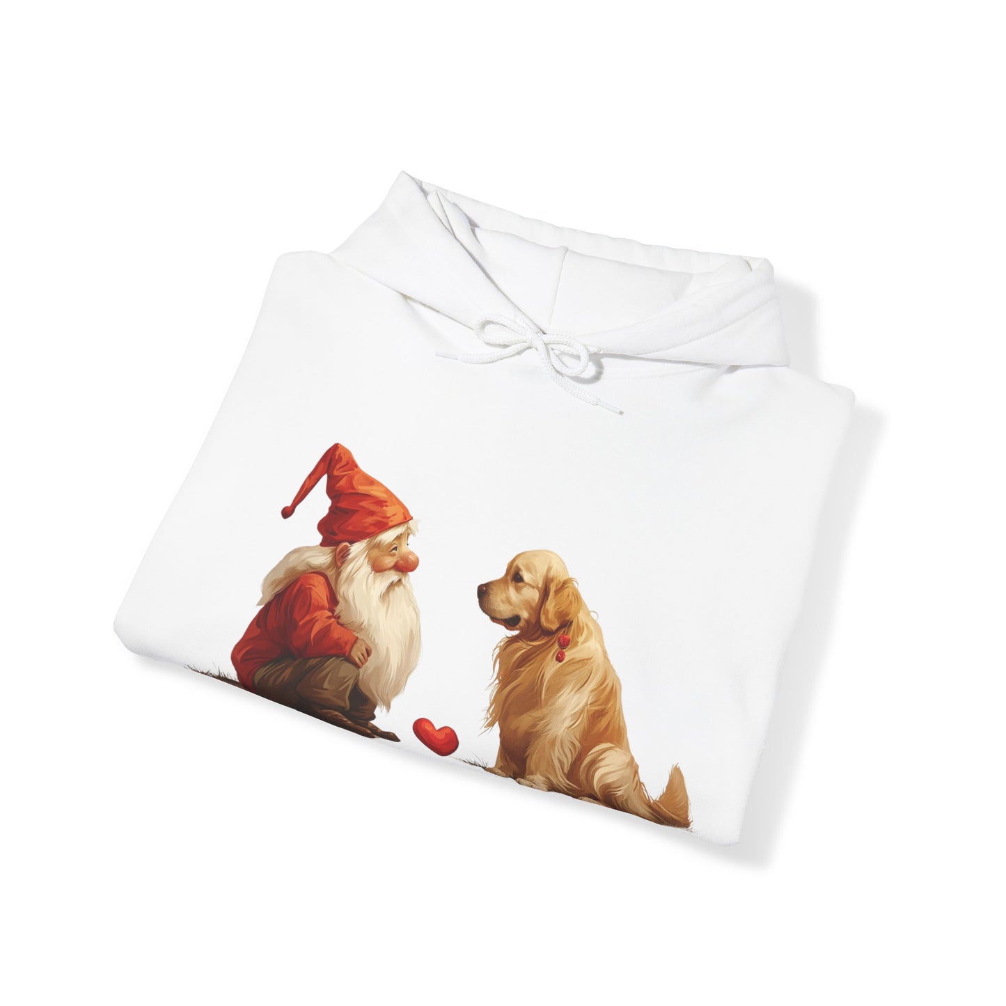 Enchanted Love: Mythical Gnome and Golden Retriever Heartwarming Hoodie