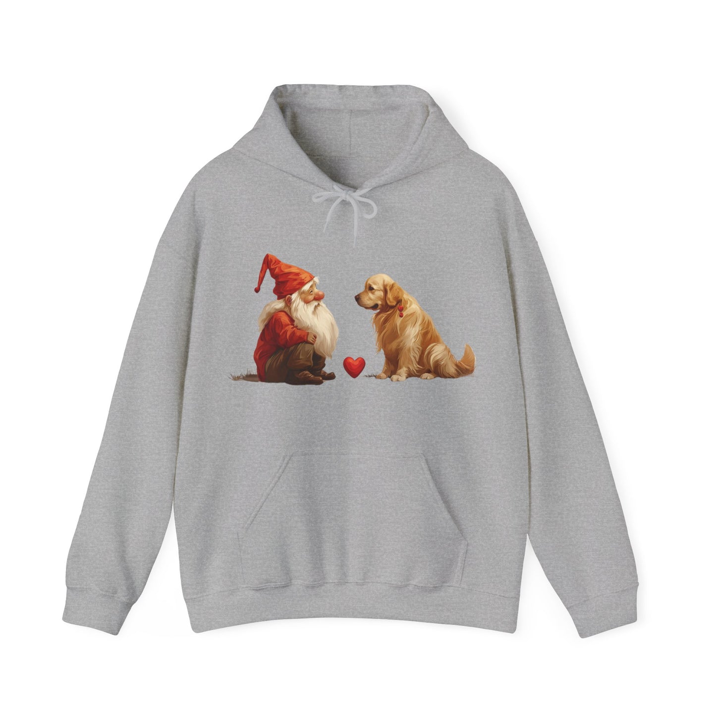 Enchanted Love: Mythical Gnome and Golden Retriever Heartwarming Hoodie