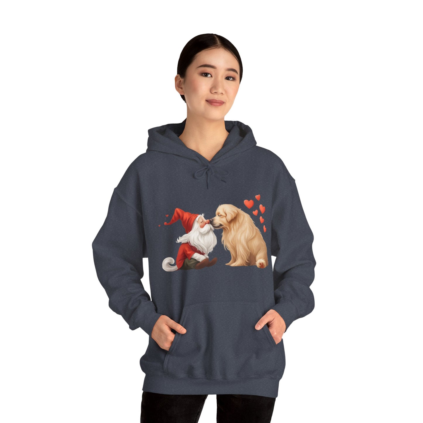 Gnome and Golden Retriever Nose-to-Nose Hoodie - Cozy Companionship!