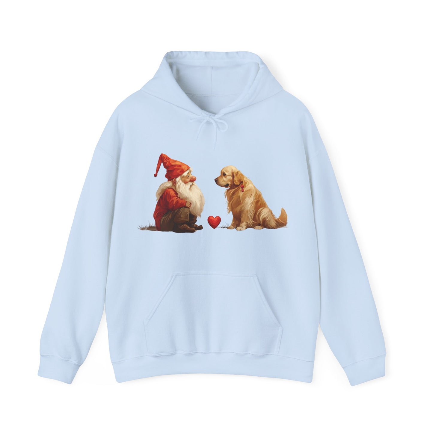 Enchanted Love: Mythical Gnome and Golden Retriever Heartwarming Hoodie