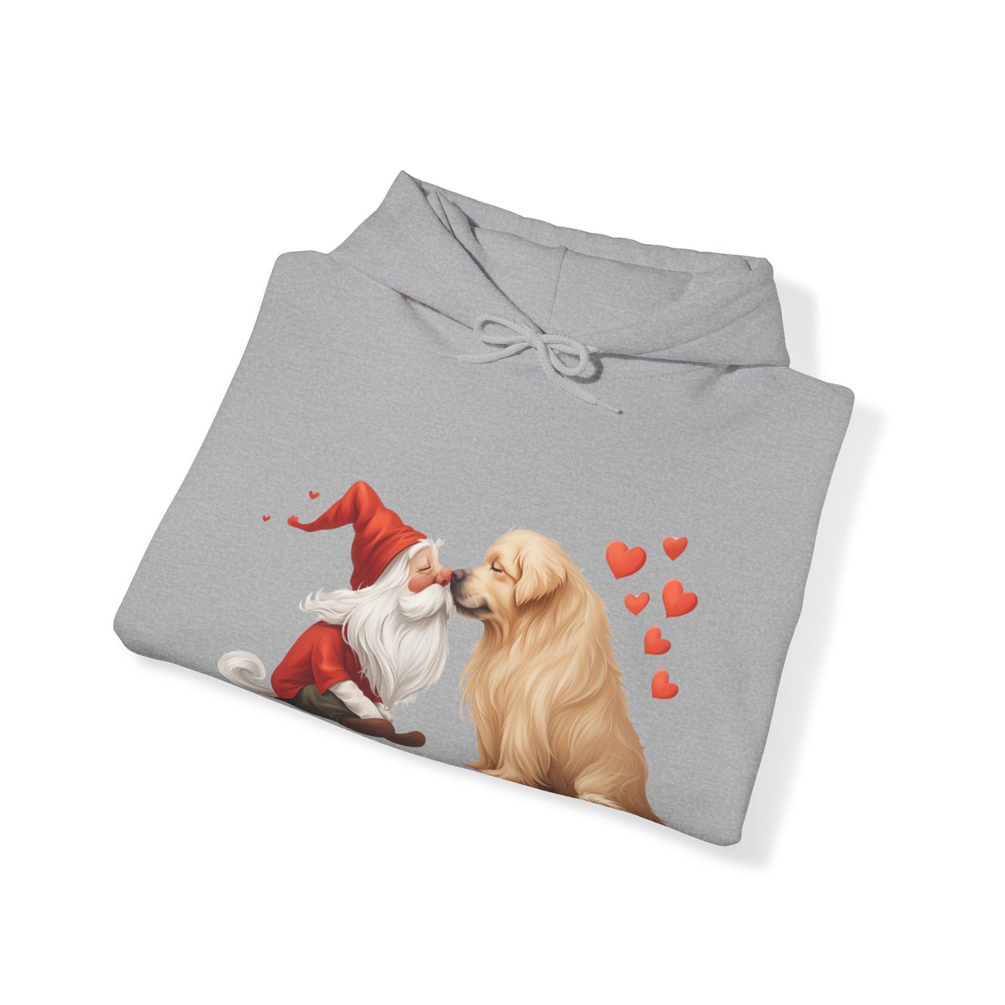 Gnome and Golden Retriever Nose-to-Nose Hoodie - Cozy Companionship!