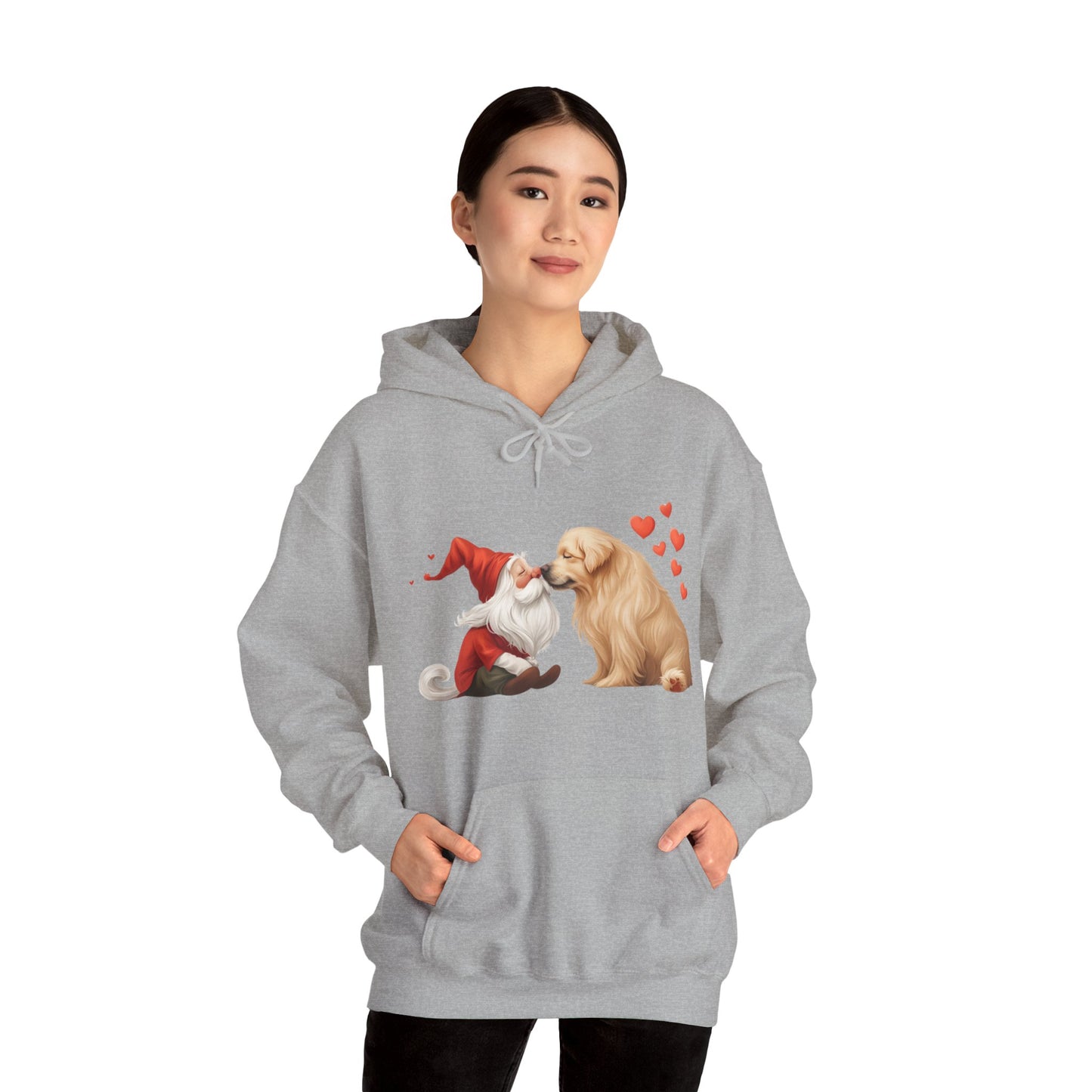 Gnome and Golden Retriever Nose-to-Nose Hoodie - Cozy Companionship!