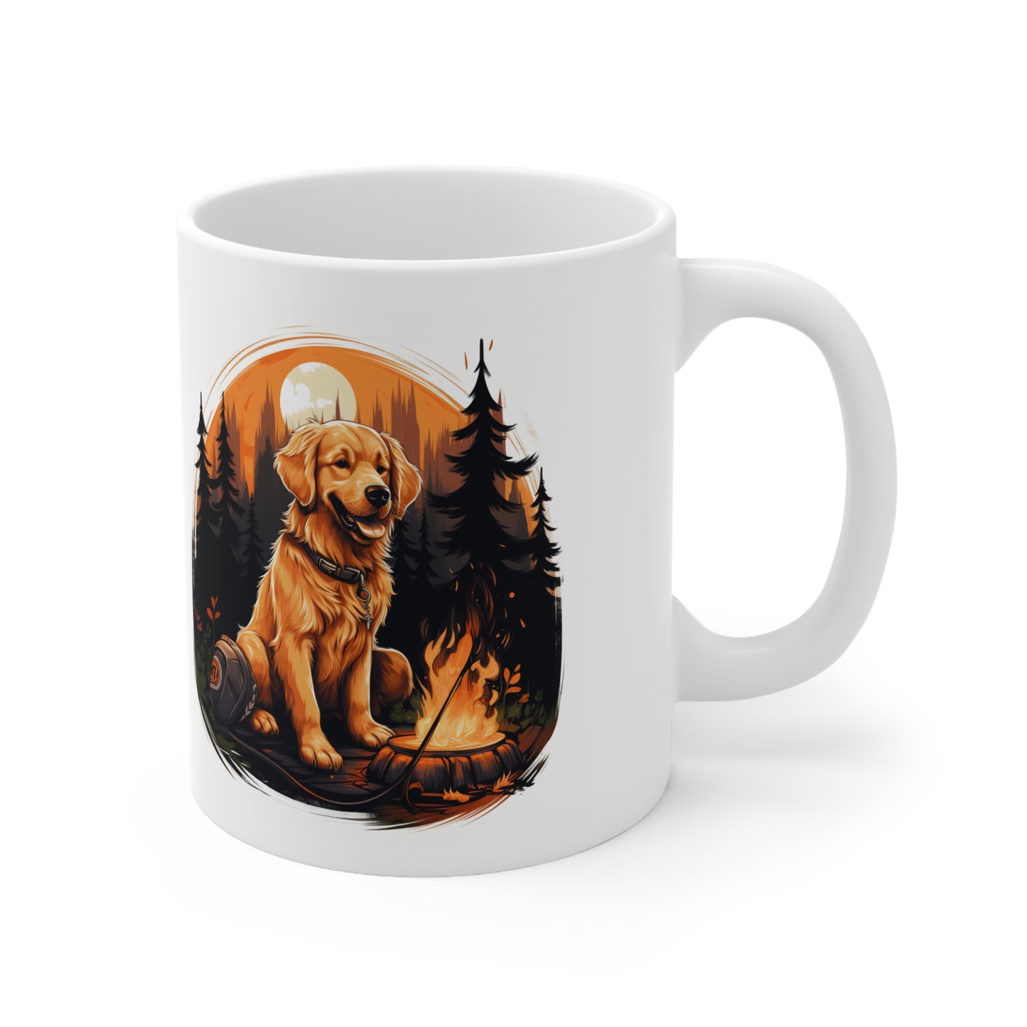 "Campfire Companion: Twilight Serenity" Golden Retriever Coffee Mug