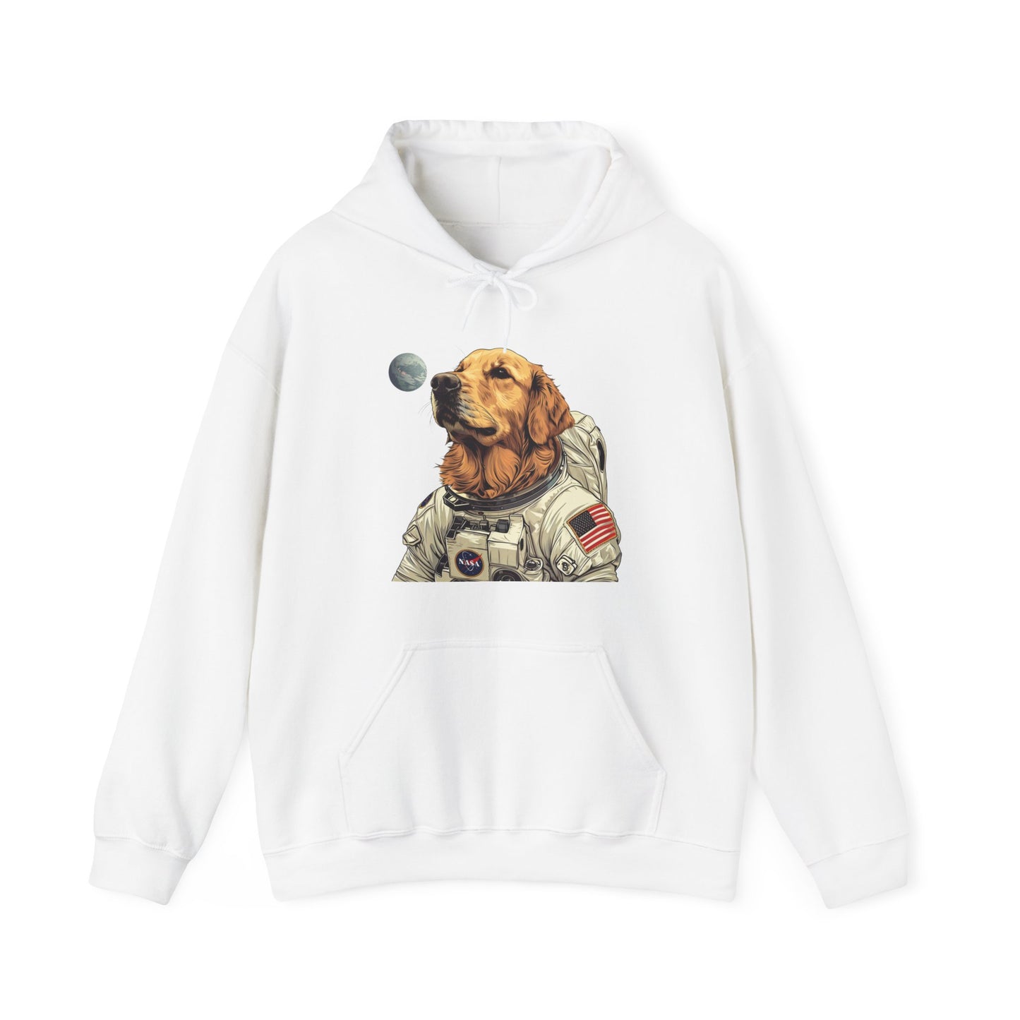 Blast off with the "Golden AstroPup" Hooded Sweatshirt!