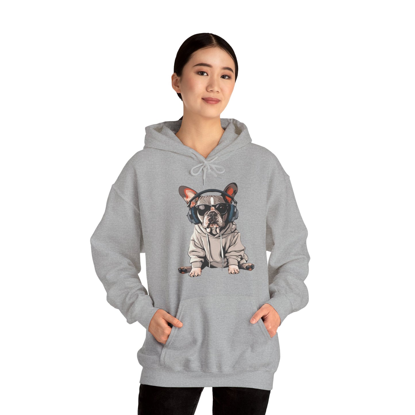 French Bulldogs know how to rock the hoodie game! Unisex Heavy Blend™ Hooded Sweatshirt