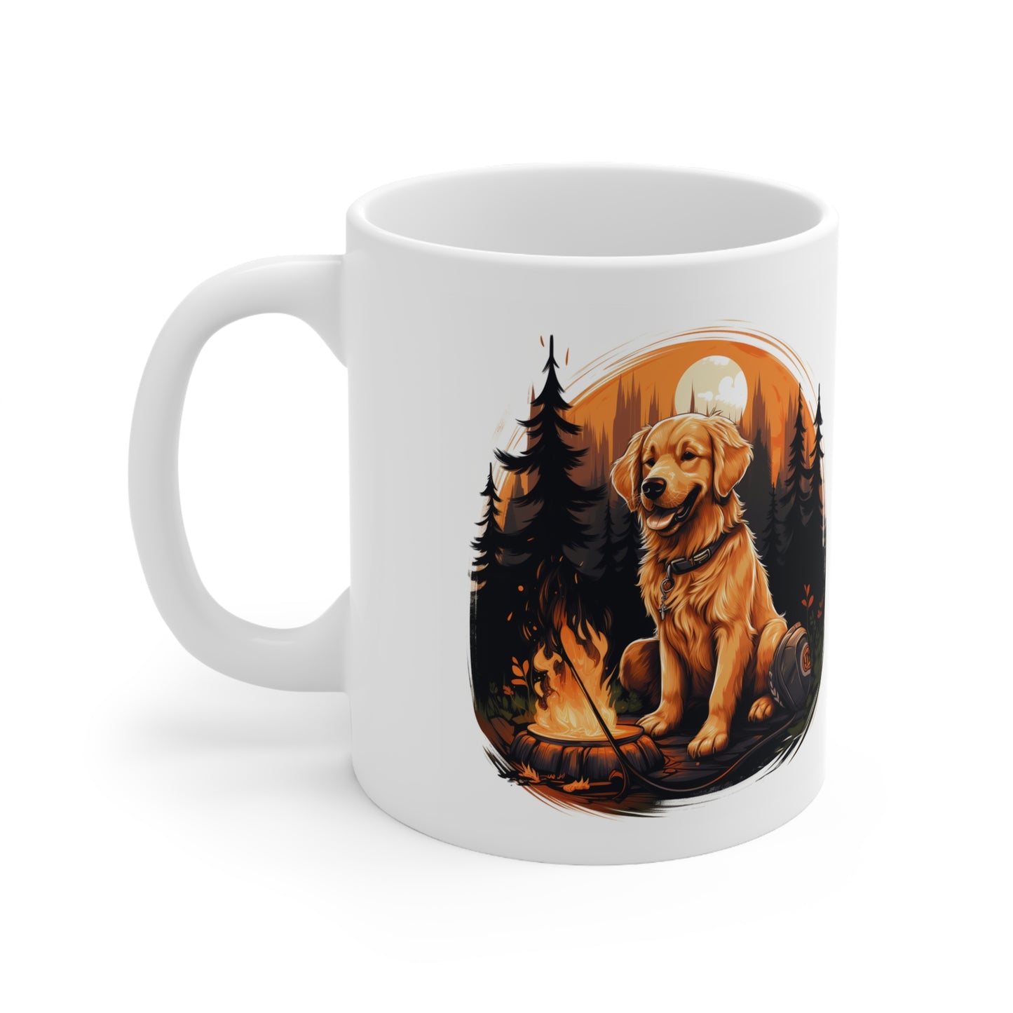 "Campfire Companion: Twilight Serenity" Golden Retriever Coffee Mug