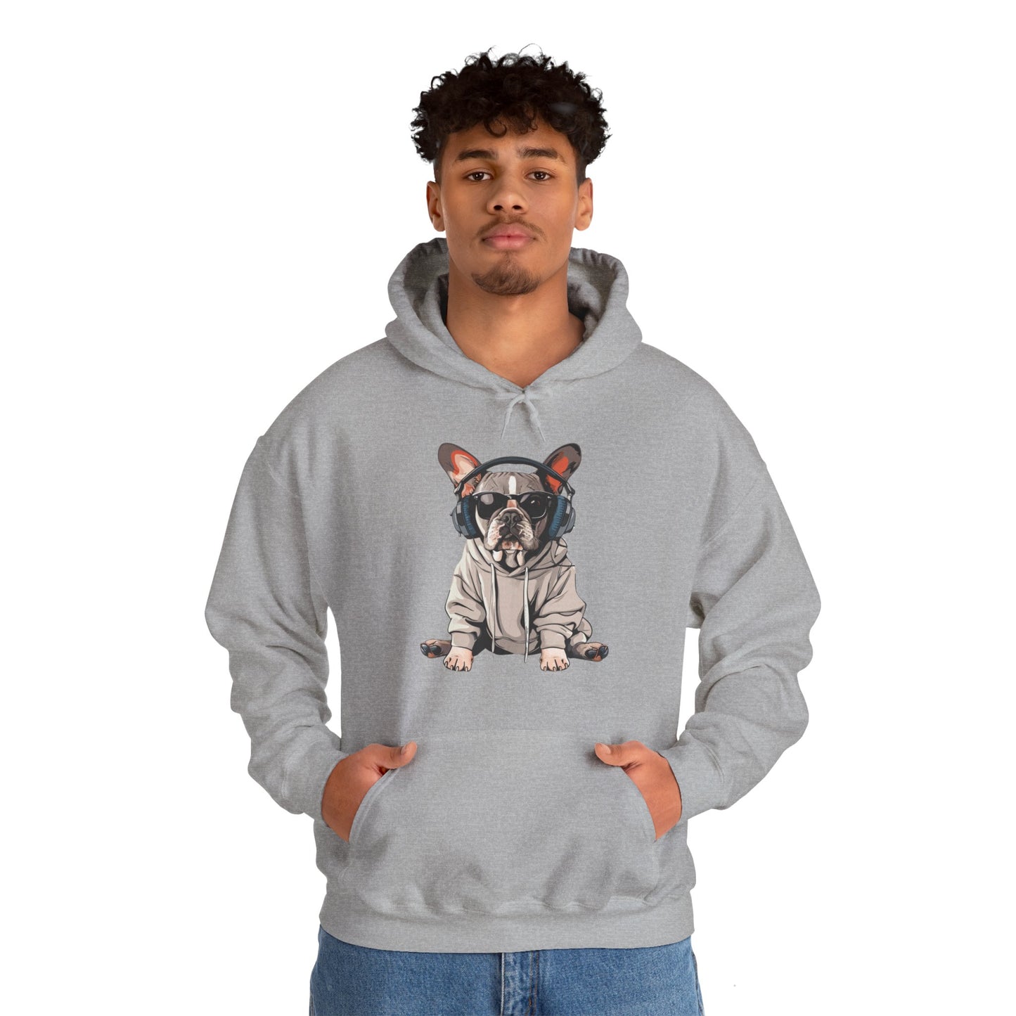 French Bulldogs know how to rock the hoodie game! Unisex Heavy Blend™ Hooded Sweatshirt