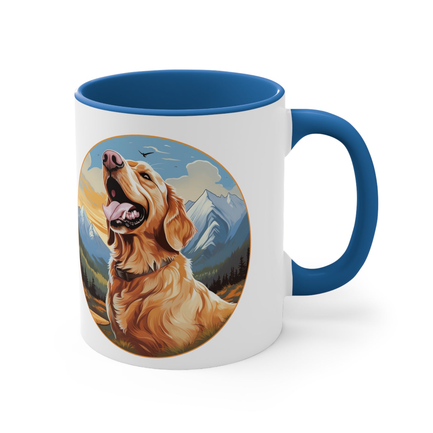 "Campfire Companion: Midday Adventure" Golden Retriever Coffee Mug Accent Coffee Mug, 11oz