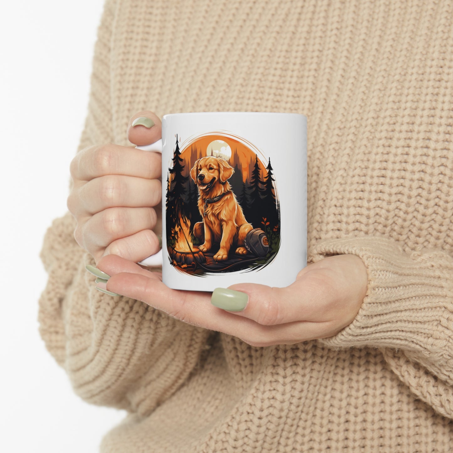 "Campfire Companion: Twilight Serenity" Golden Retriever Coffee Mug