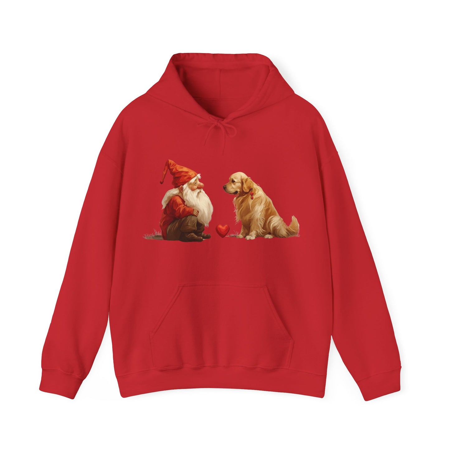 Enchanted Love: Mythical Gnome and Golden Retriever Heartwarming Hoodie