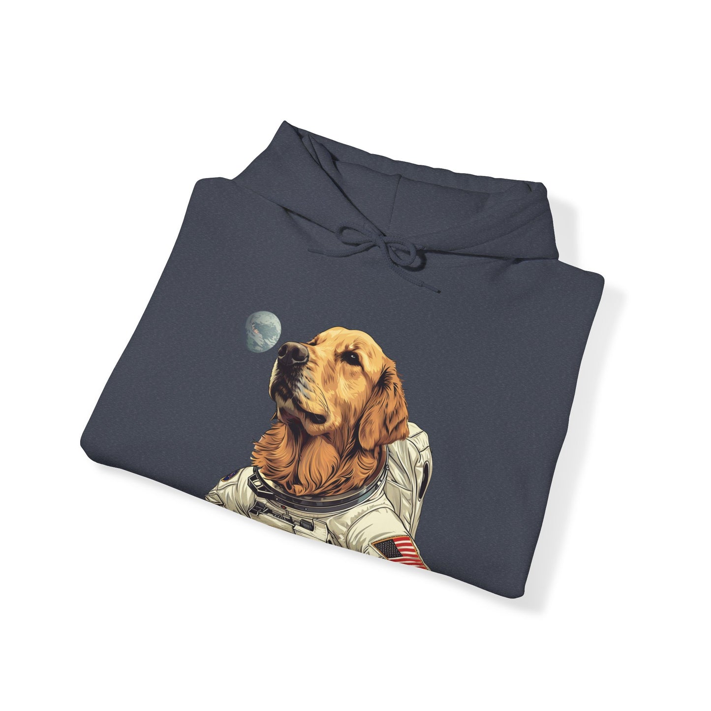 Blast off with the "Golden AstroPup" Hooded Sweatshirt!