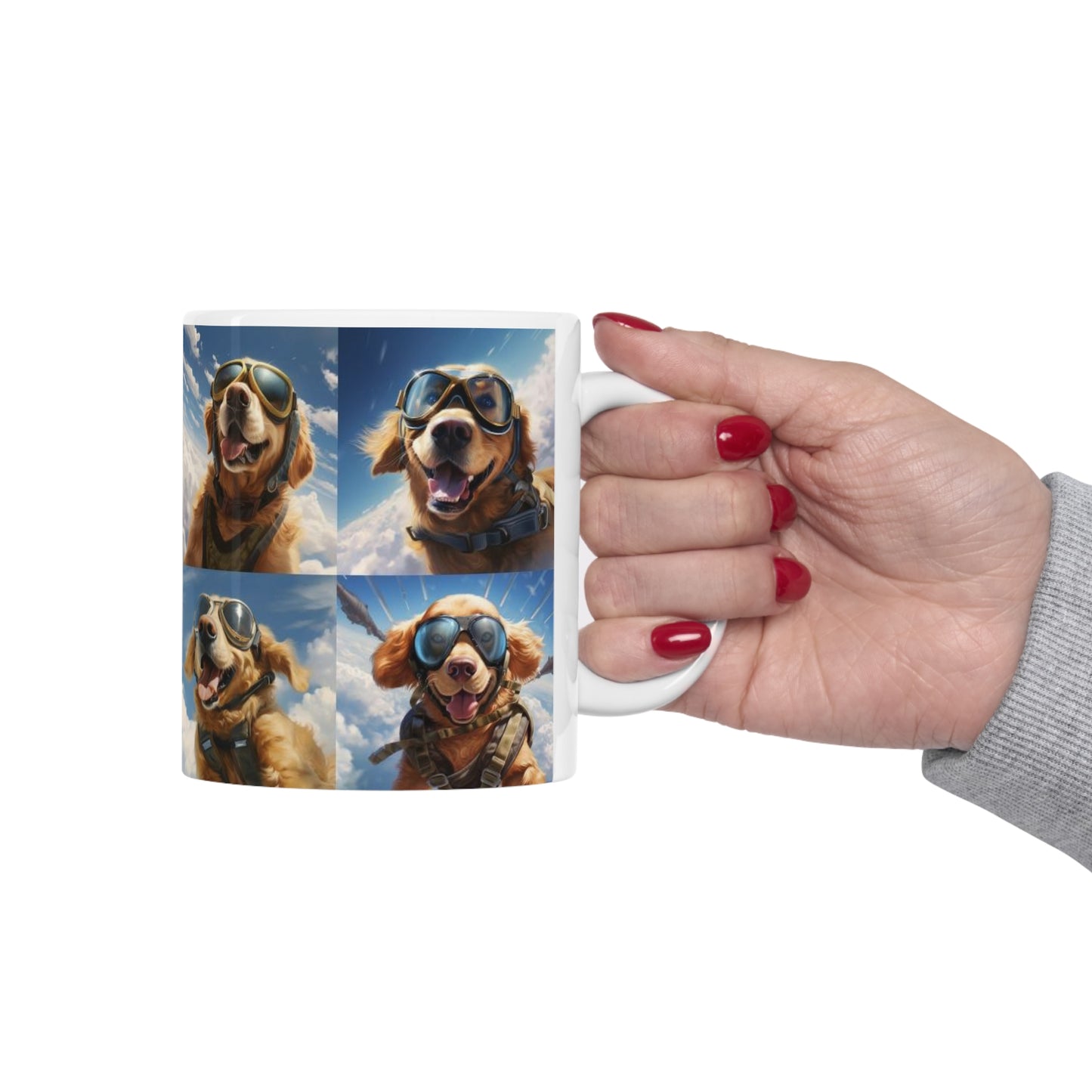 Golden Retrievers Parachuting Ceramic Mug 11oz